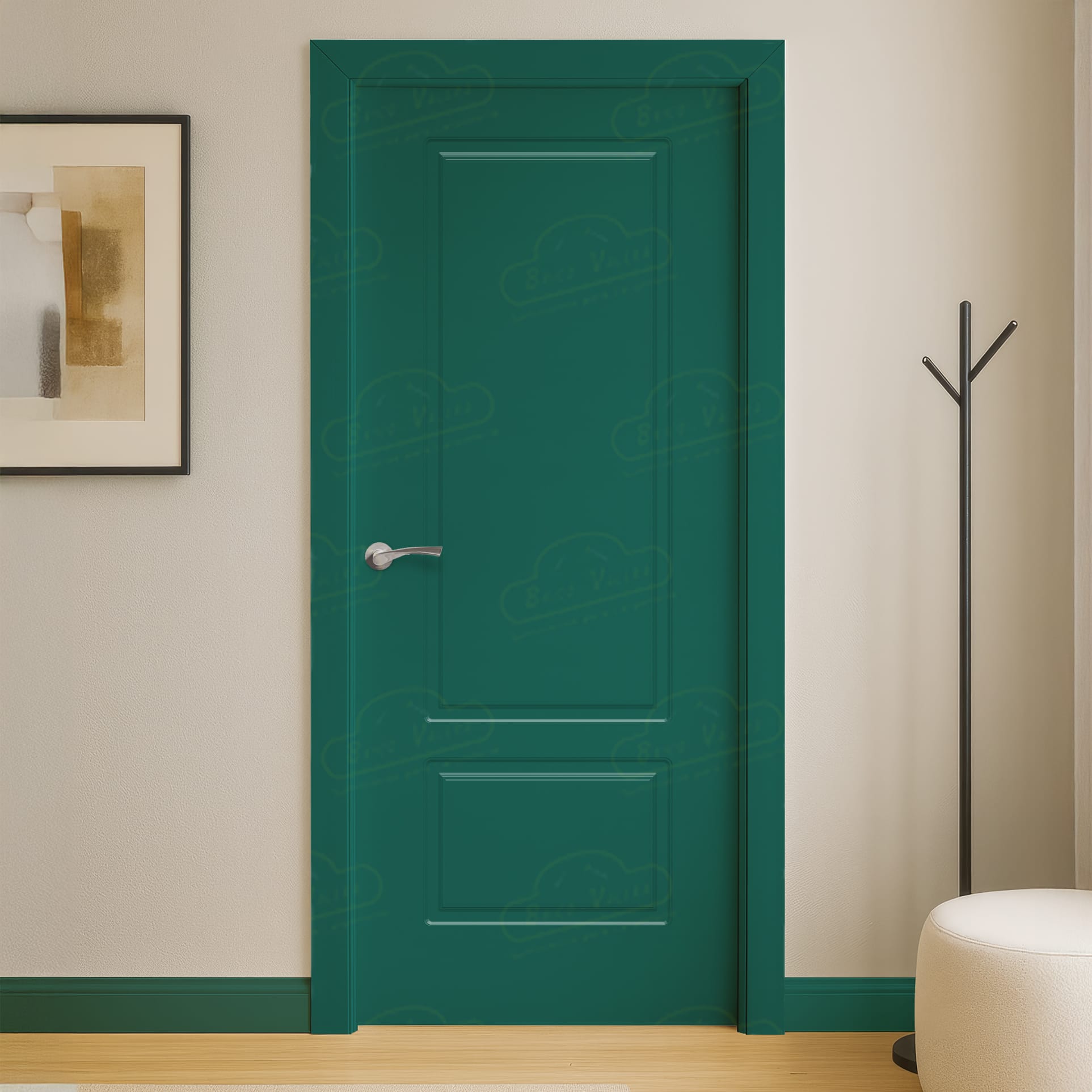 Puerta Maciza P-12 de Interior Lacada Verde Ópalo