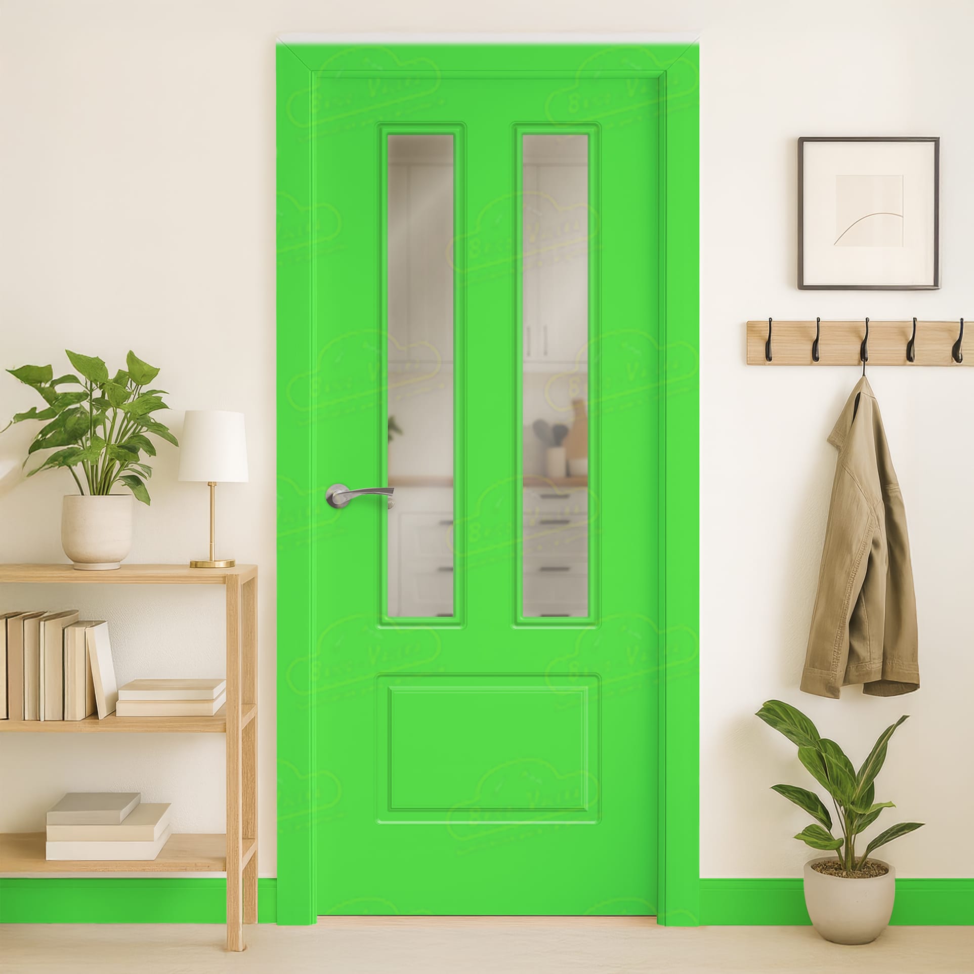 Puerta Maciza P-21 V2 de Interior Lacada Verde Puro