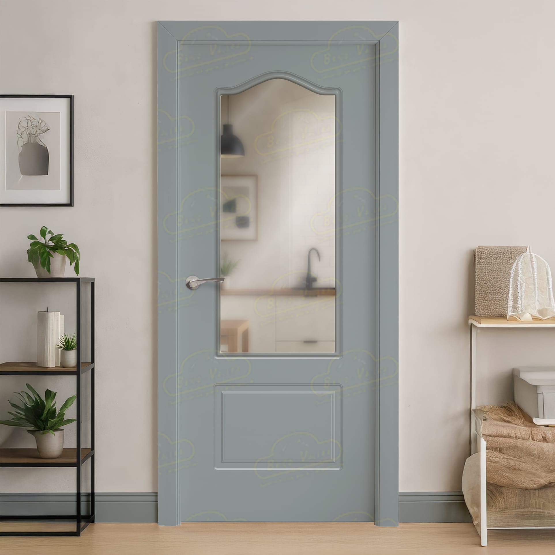 Puerta Maciza P-22 V1 de Interior Lacada Gris Plata