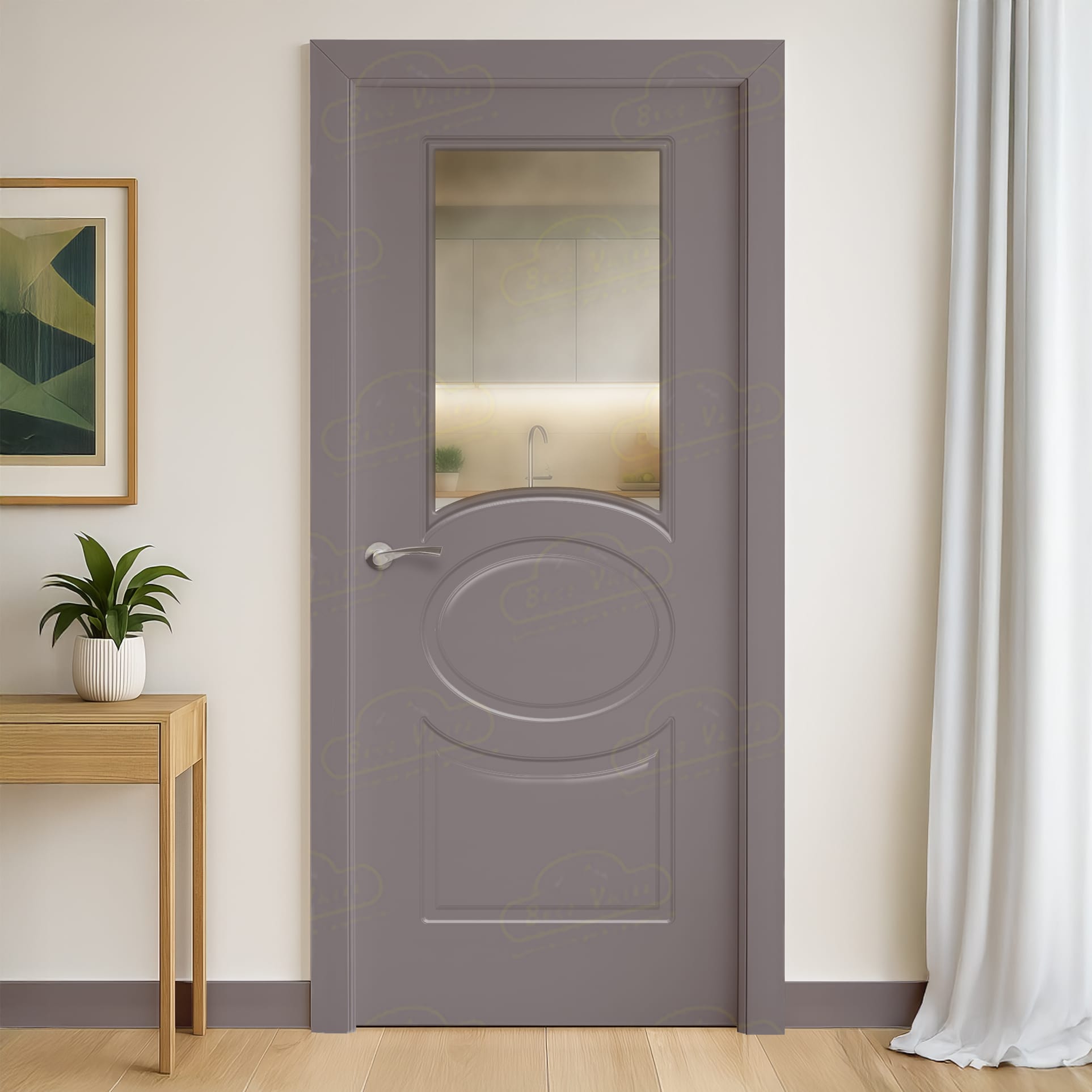 Puerta Maciza P620 V1 de Interior Lacada Gris Platino
