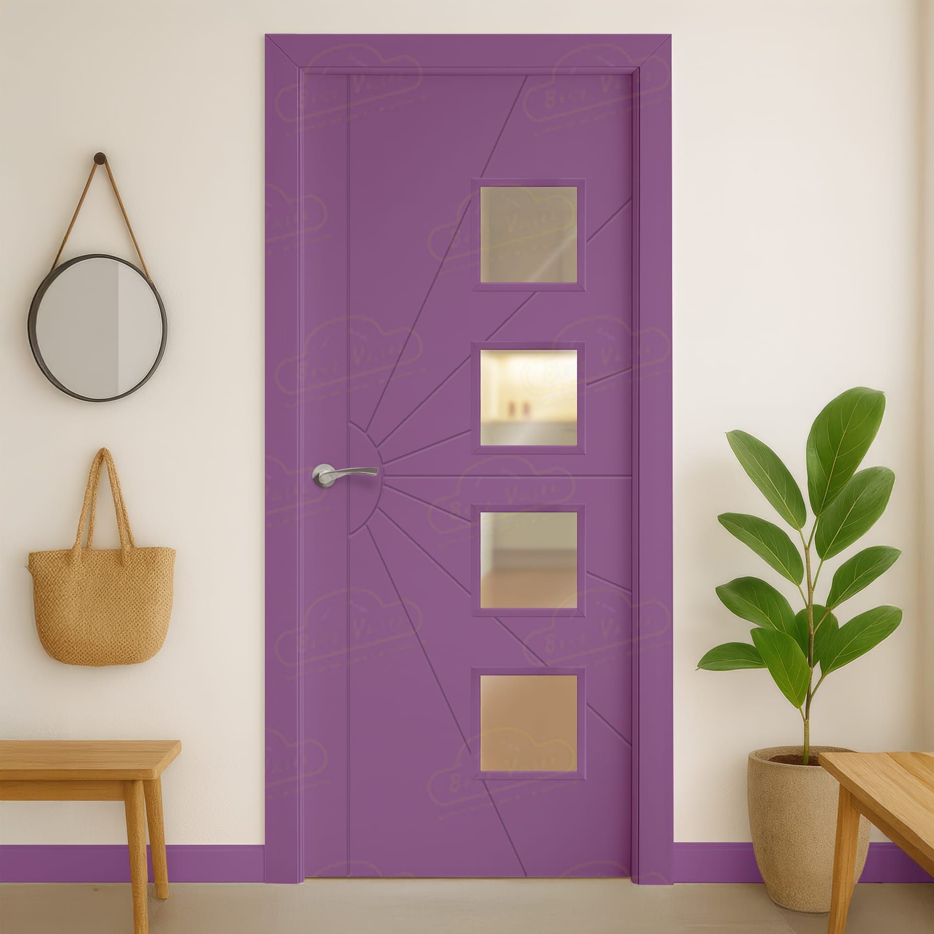 Puerta Maciza P-Radial BV4L de Interior Lacada Violeta Señales
