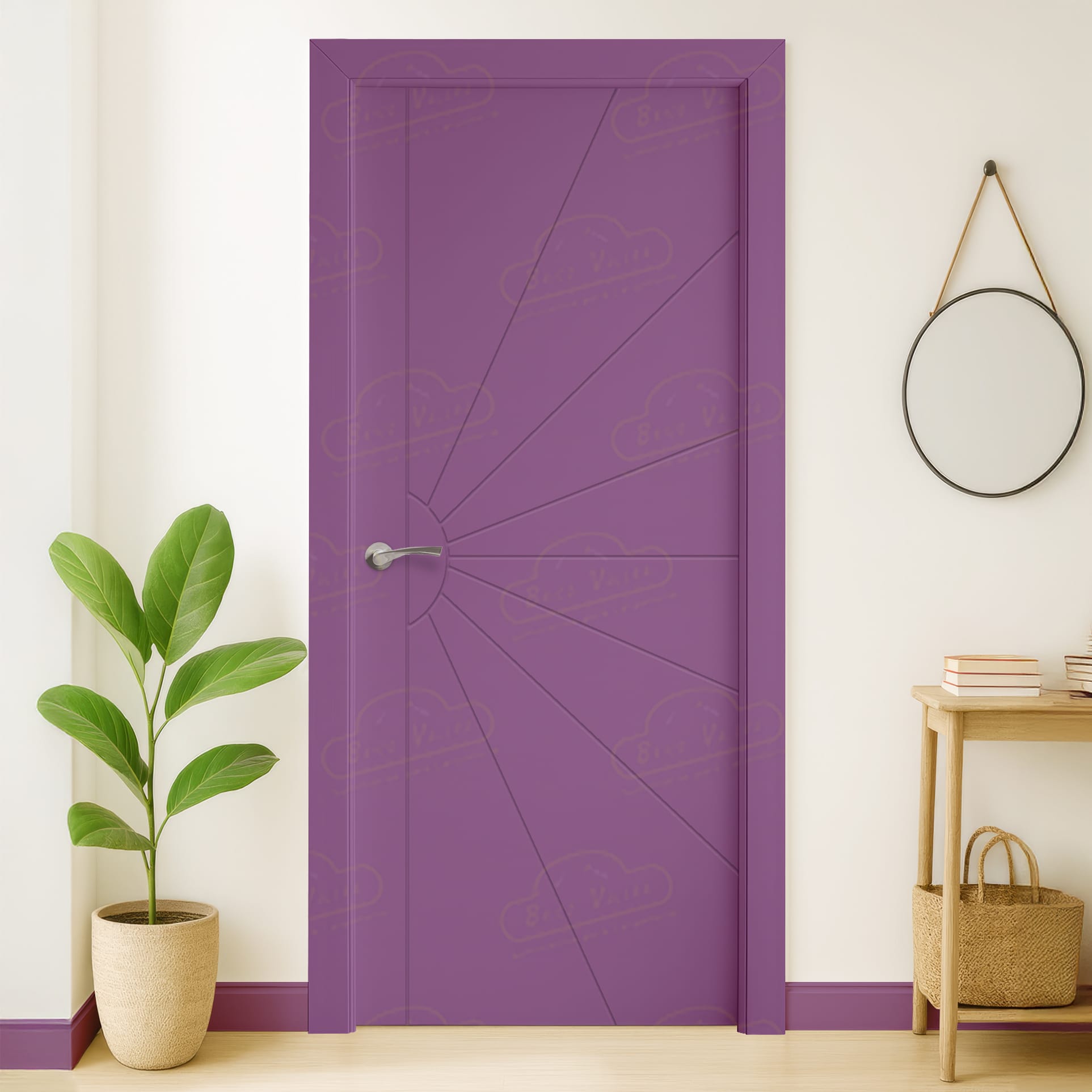 Puerta Maciza P-Radial de Interior Lacada Violeta Señales
