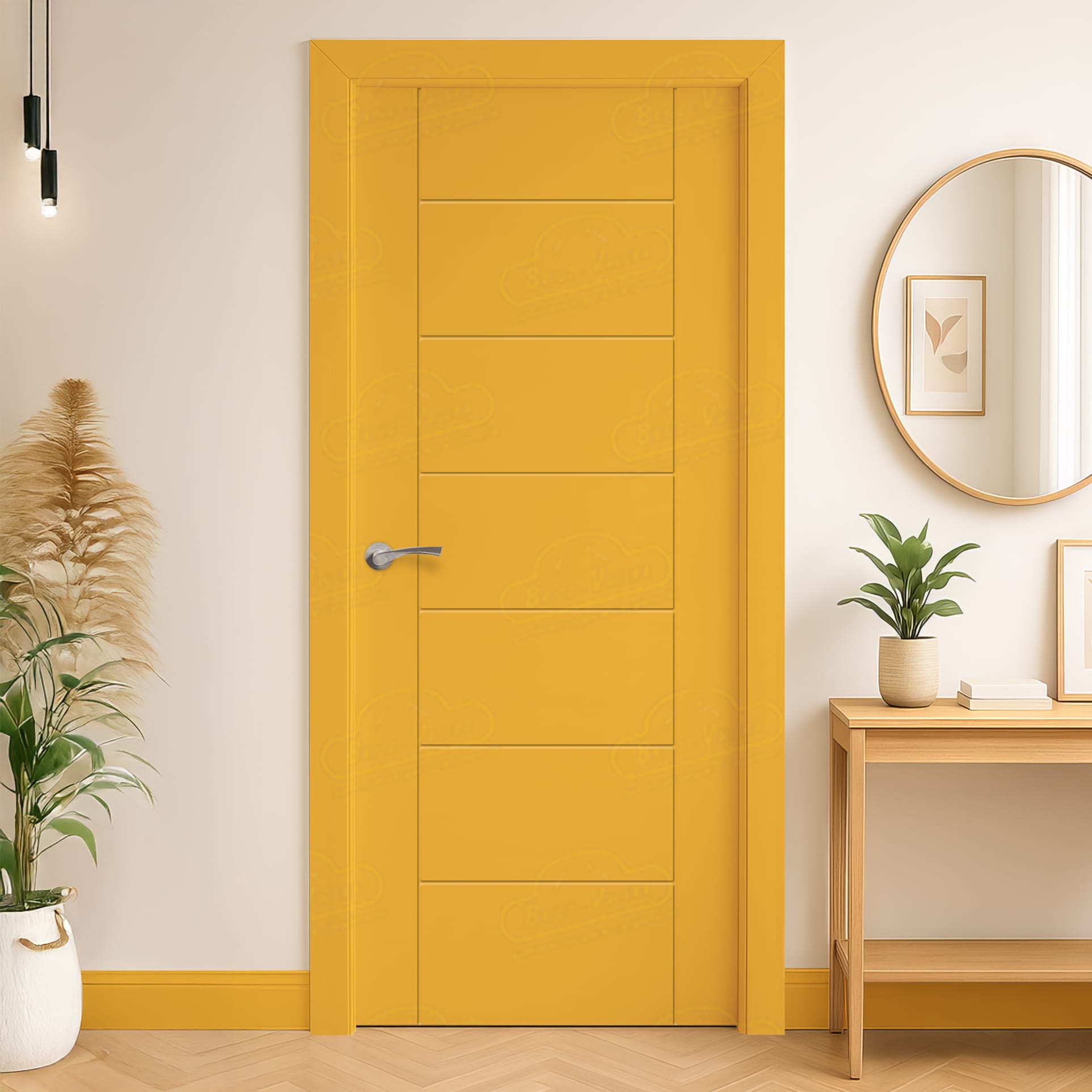 Puerta Maciza PL-3200 de Interior Lacada Amarillo Melón