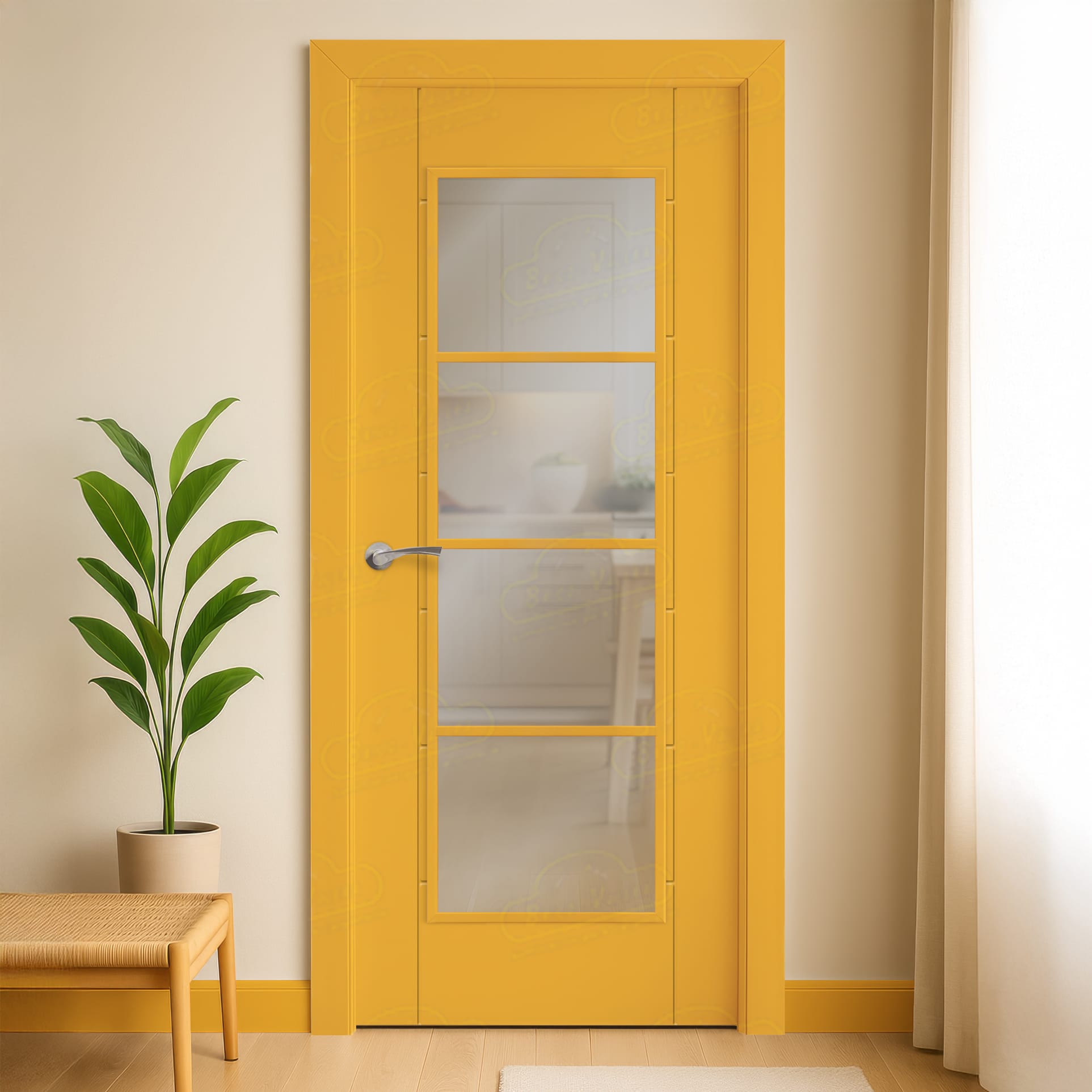 Puerta Maciza PL-3200 PV4 de Interior Lacada Amarillo Melón