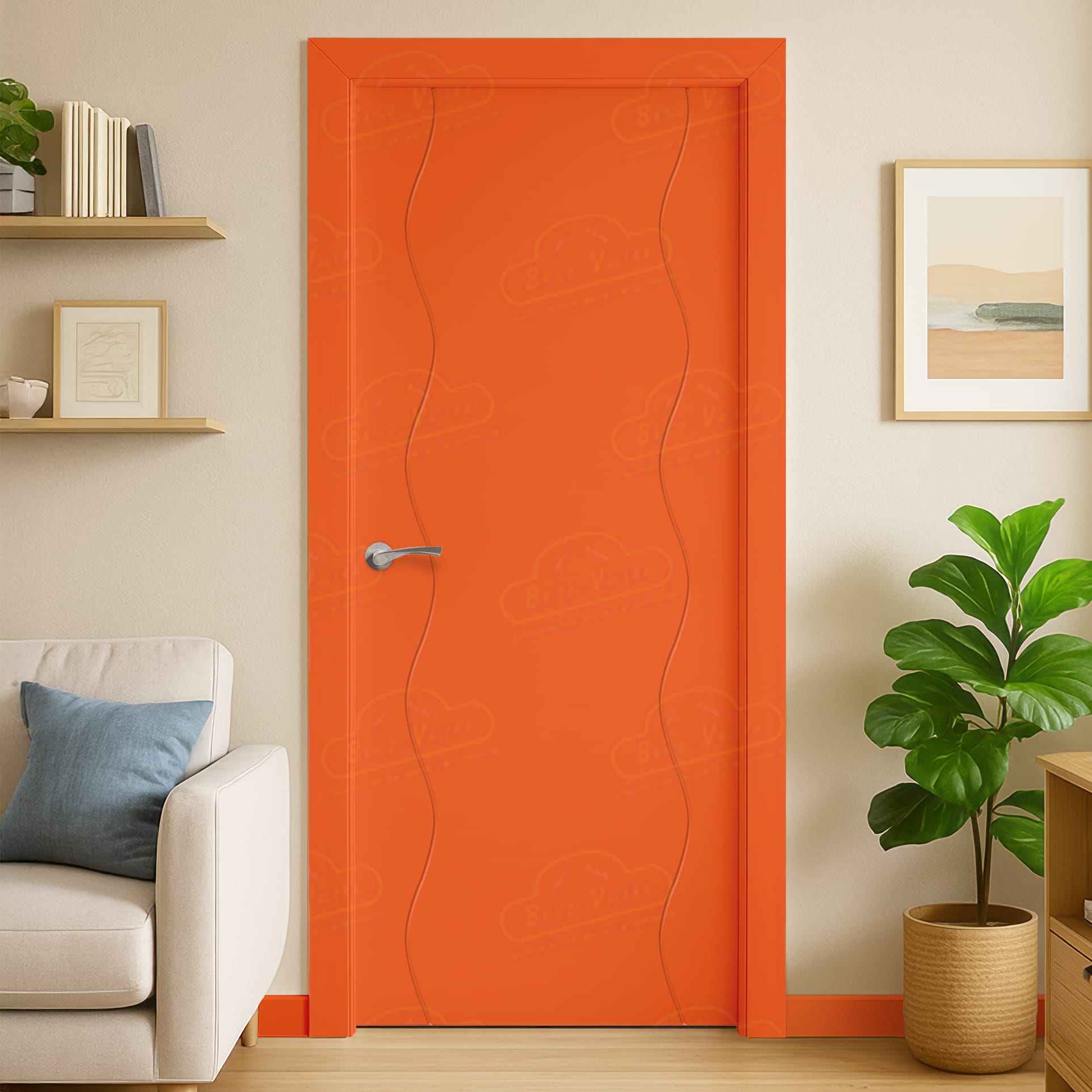 Puerta Maciza PL-3400 de Interior Lacada Rojo Claro Anaranjado
