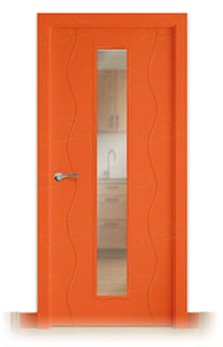 Puerta Maciza PL-3400 V1C de Interior Lacada Rojo Claro Anaranjado