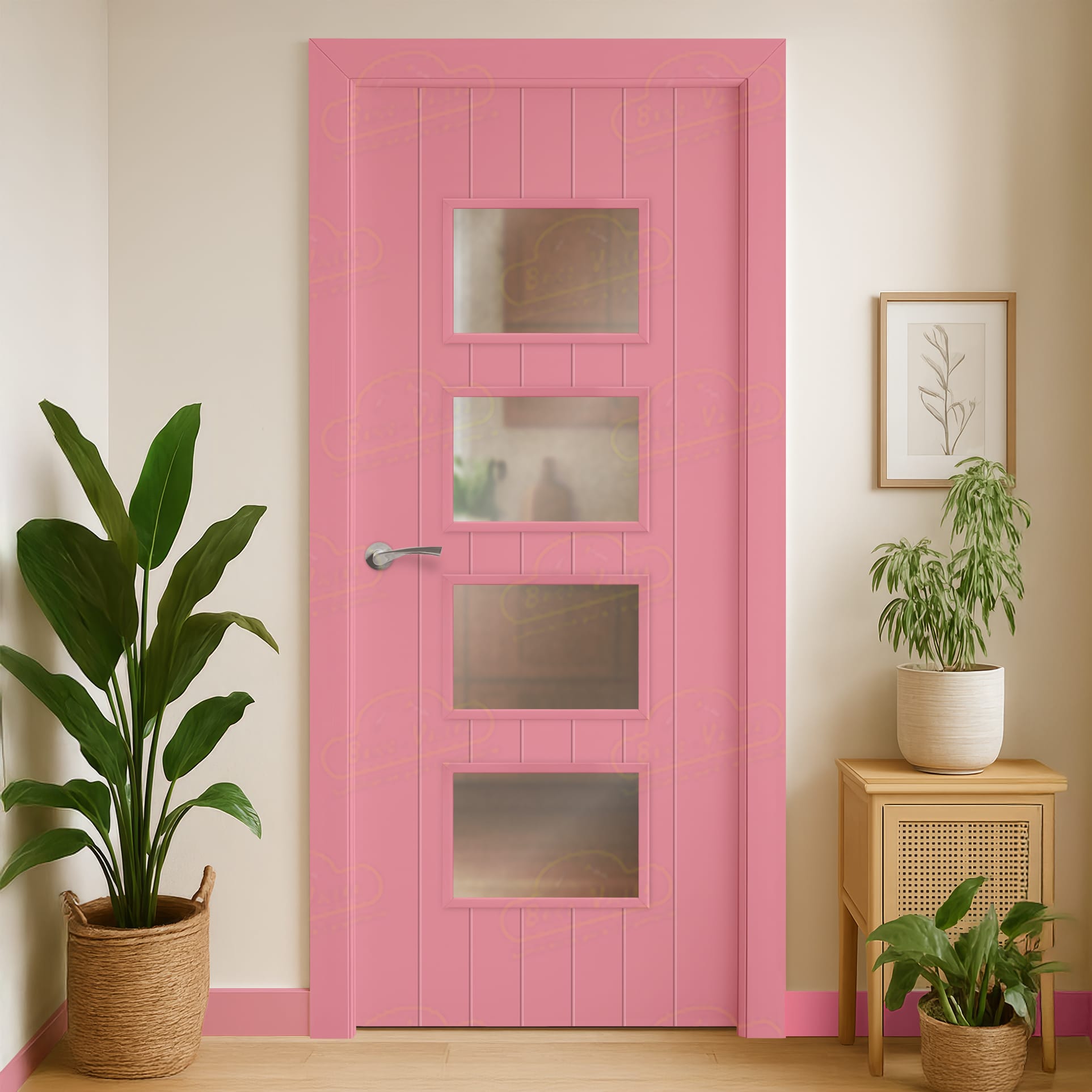 Puerta Maciza PL-3500 BV4 de Interior Lacada Rosa Claro