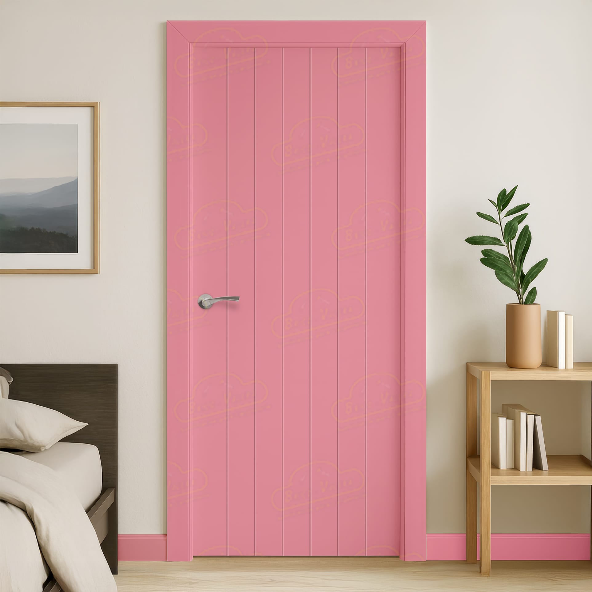 Puerta Maciza PL-3500 de Interior Lacada Rosa Claro