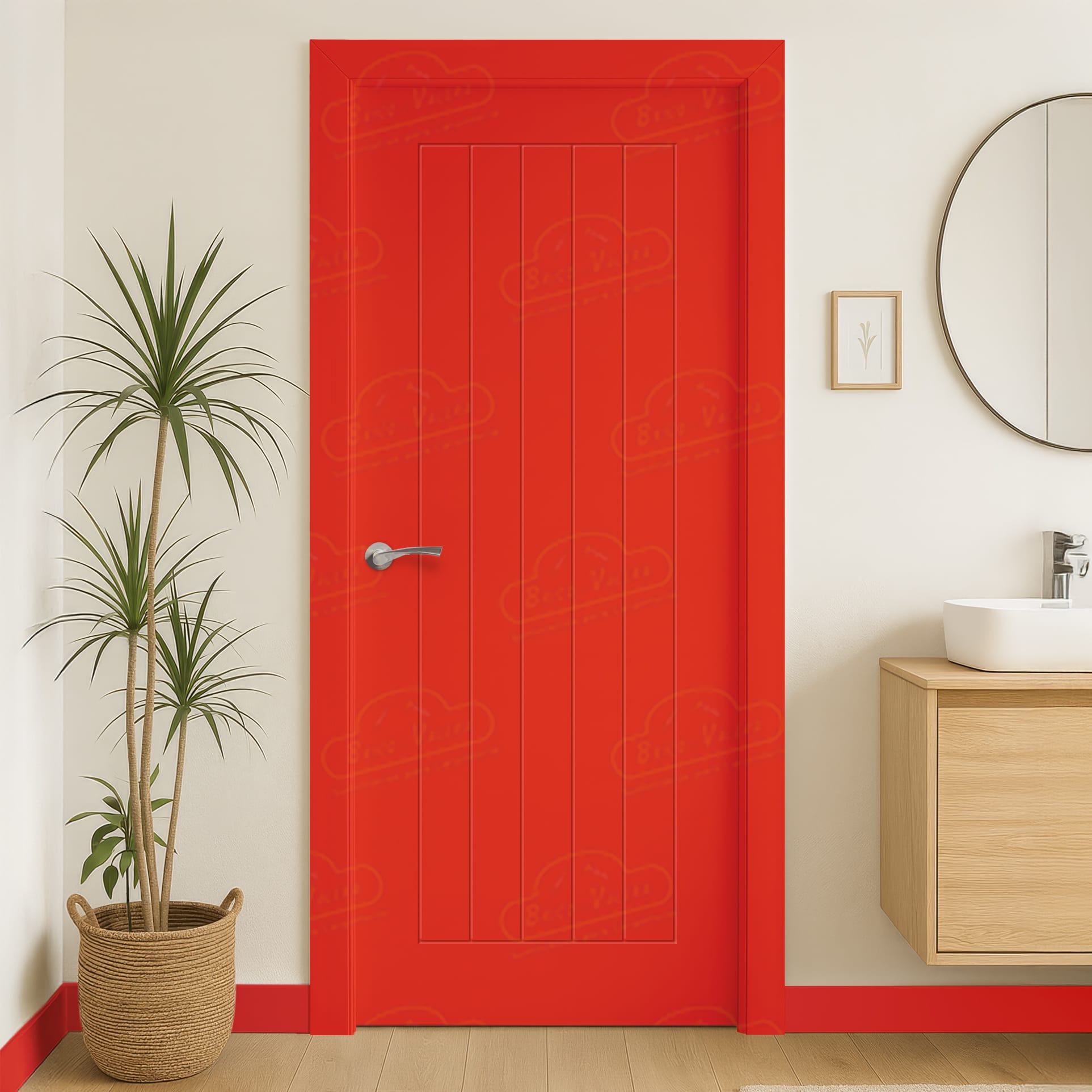 Puerta Maciza PL-3600 de Interior Lacada Rojo Puro