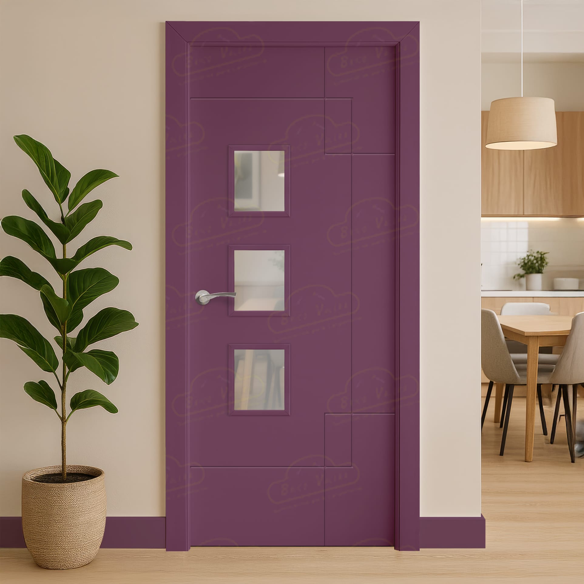 Puerta Maciza PL-4500 BZV3L de Interior Lacada Rojo Lila
