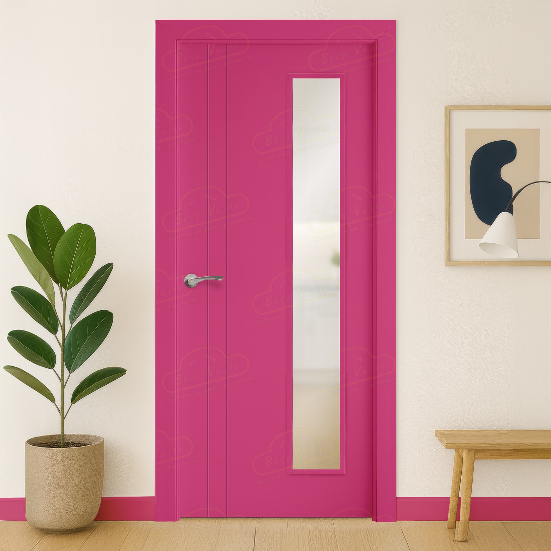Puerta Maciza PV2 V1L de Interior Lacada Magenta Tele