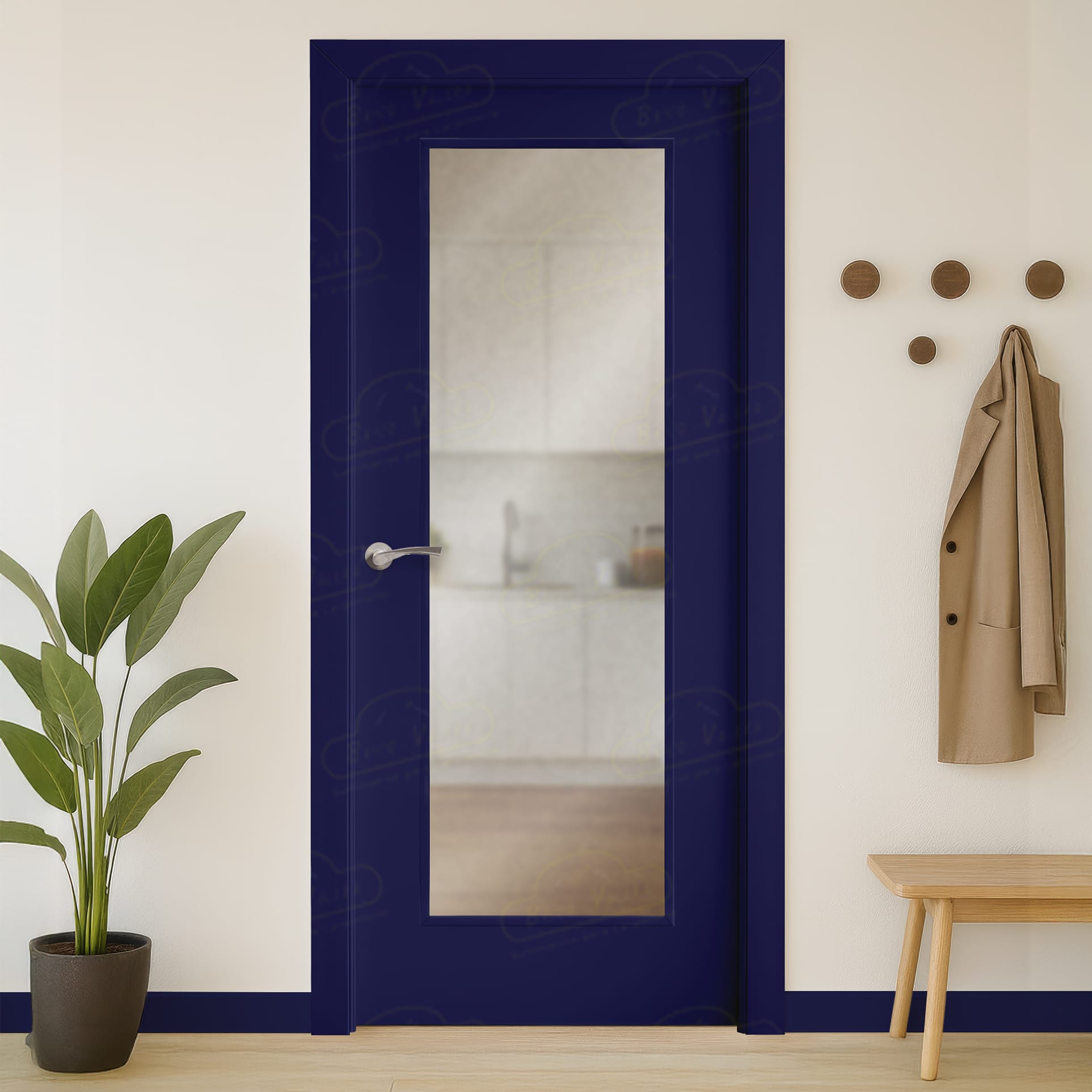Puerta Maciza PV200 V1 de Interior Lacada Azul Ultramar