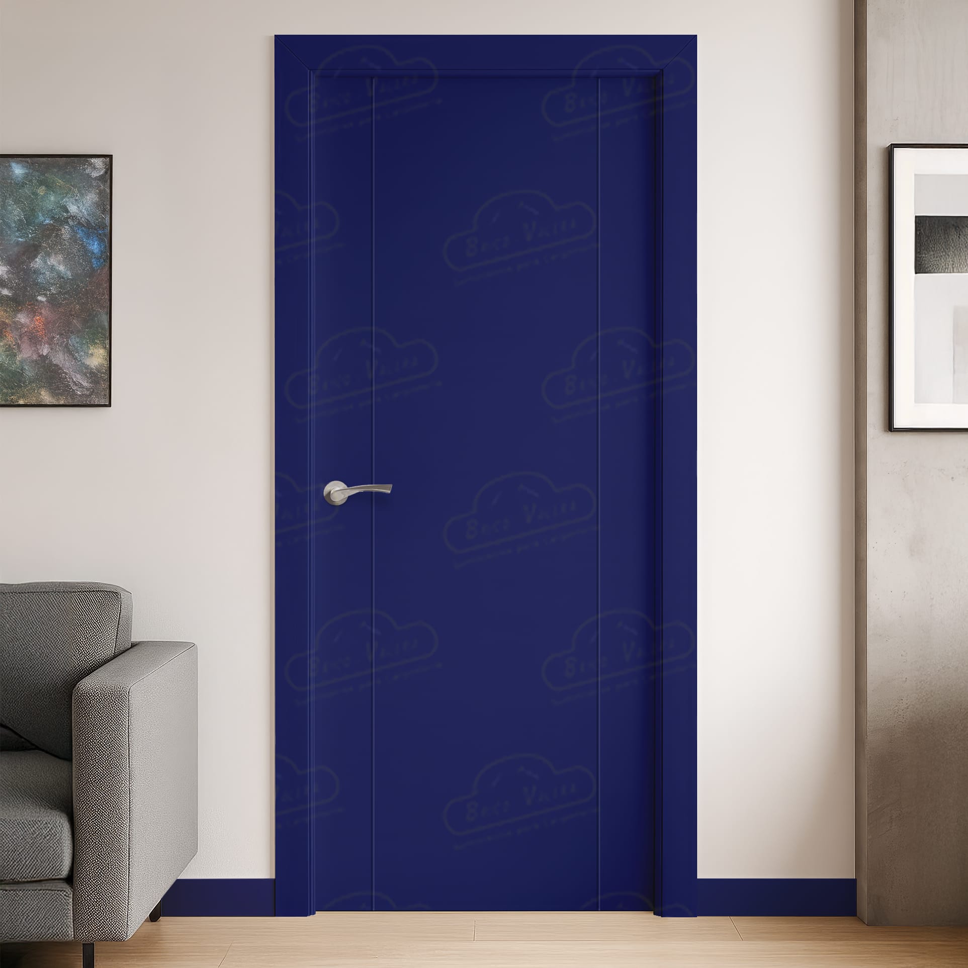 Puerta Maciza PVP1 de Interior Lacada Azul Señales