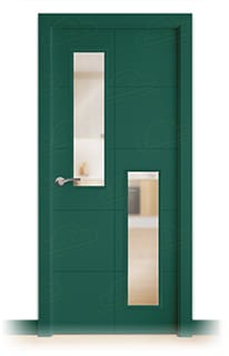 Puerta Maciza PVT10 V2 de Interior Lacada Verde Ópalo
