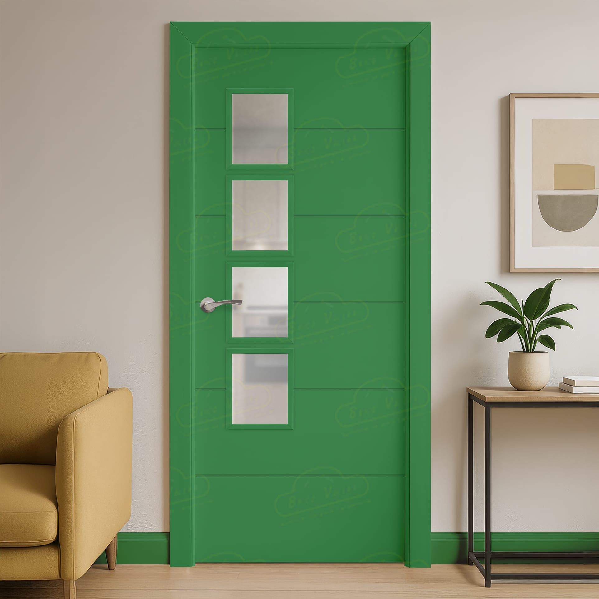 Puerta Maciza PVT7 BV4L de Interior Lacada Verde Trafico