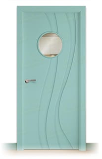 Puerta Maciza Ramblas Ojo De Buey de Interior Lacada Verde Luminoso