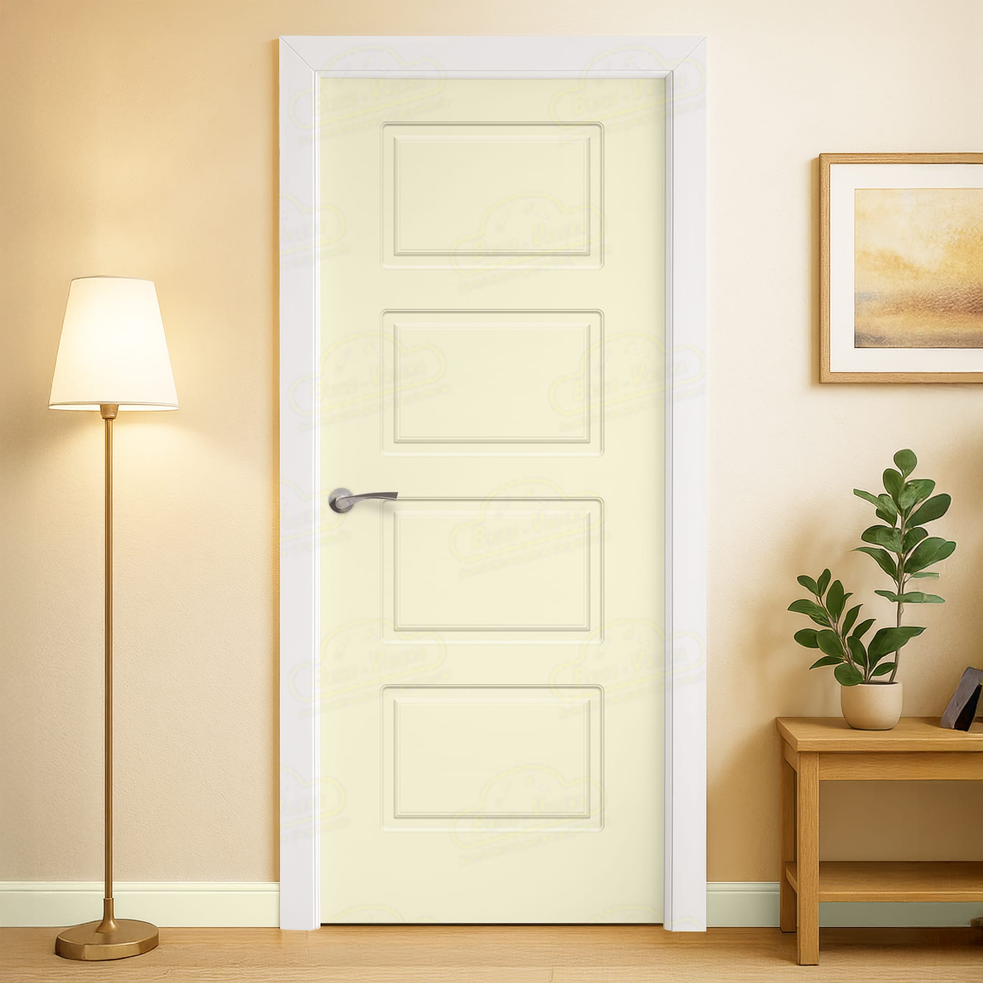 Puerta Maciza Combilac 4C de Interior Lacada Blanco Perla