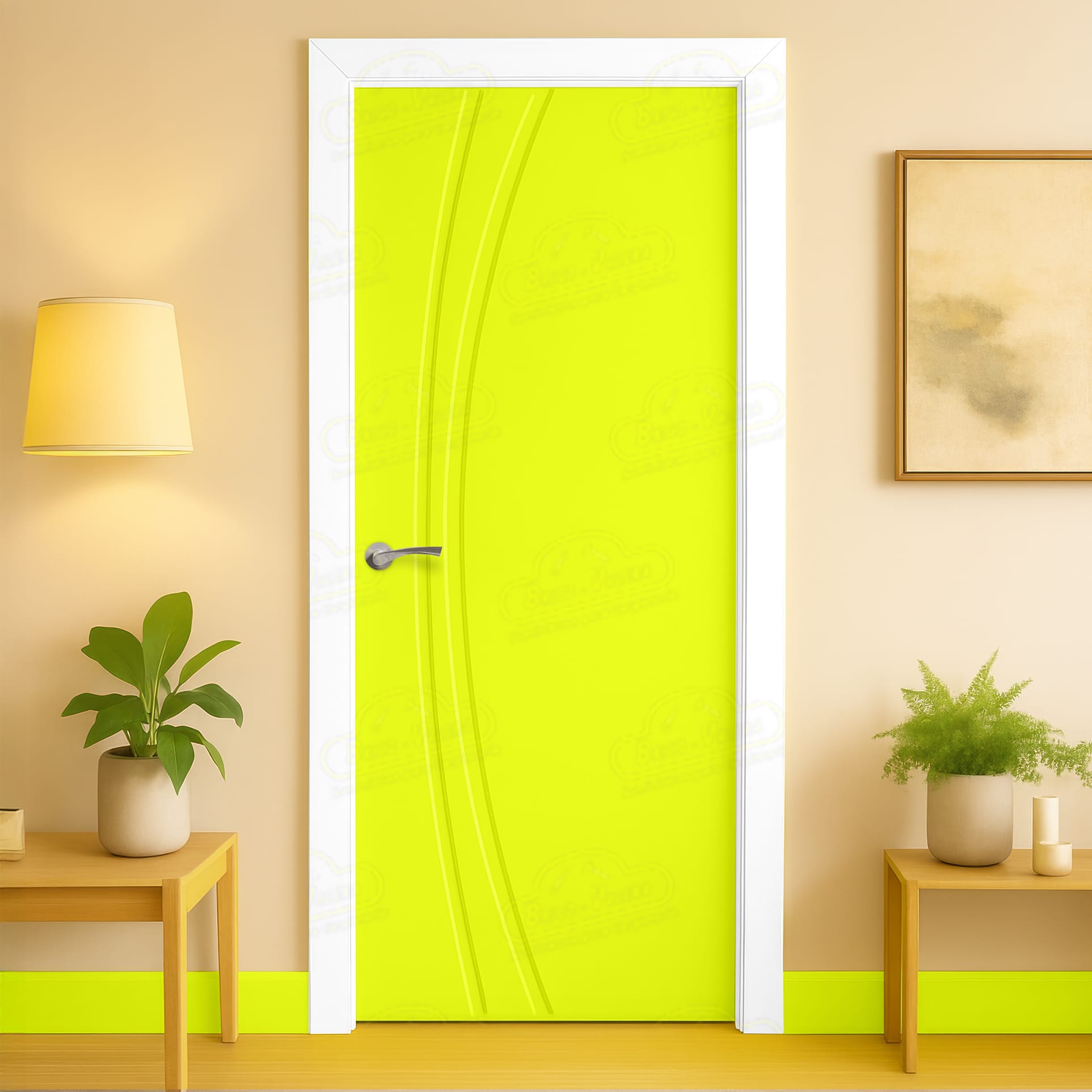 Puerta Maciza Combilac Alcalá de Interior Lacada Amarillo Azufre