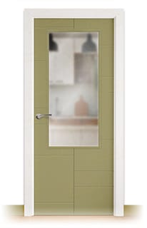 Puerta Maciza Combilac Alezkar ZV1 de Interior Lacada Beige Agrisado