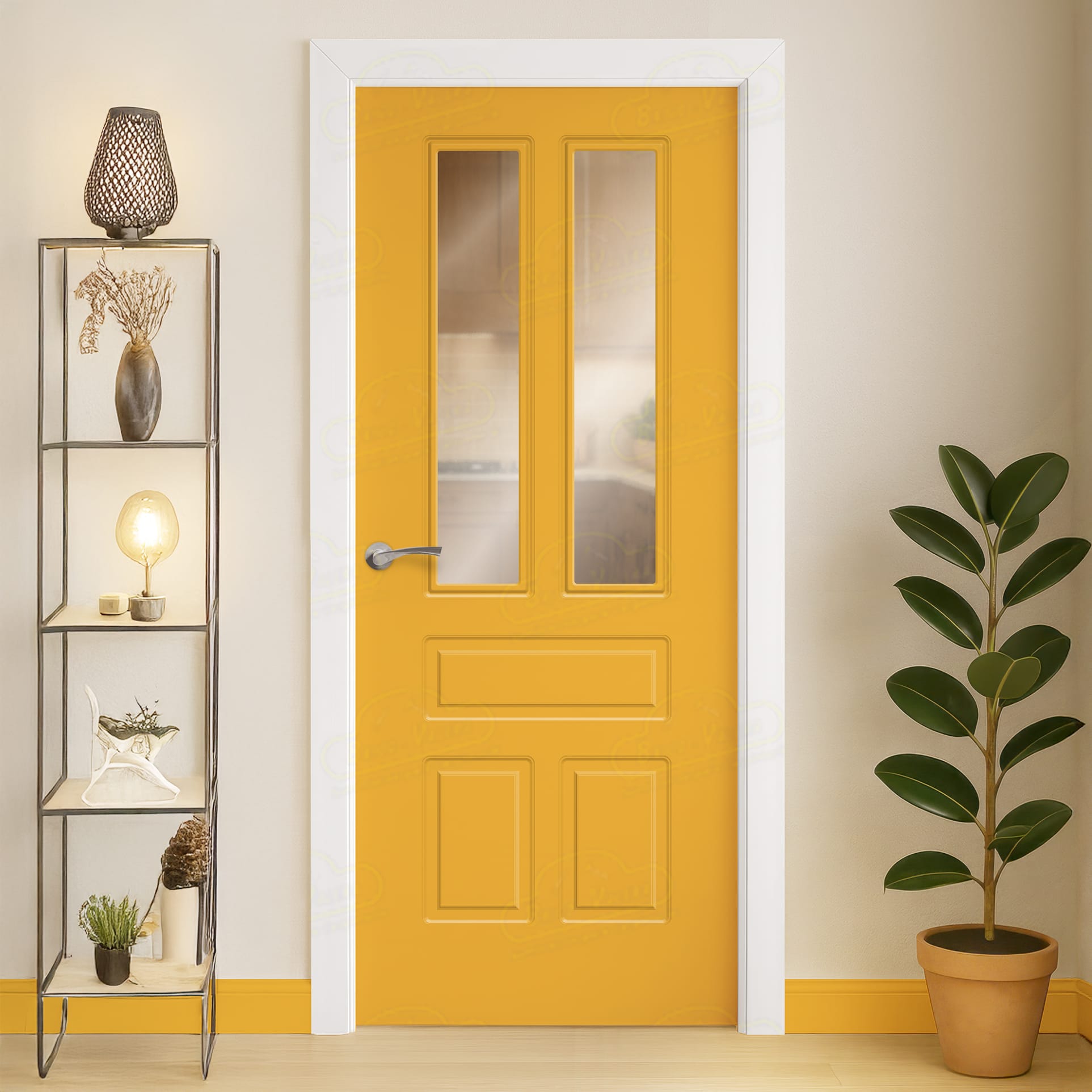 Puerta Maciza Combilac Aranjuez V2 de Interior Lacada Amarillo Melón