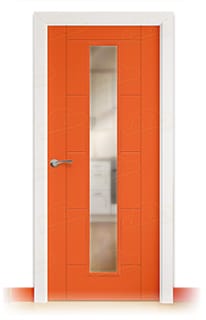 Puerta Maciza Combilac Asturias V1C de Interior Lacada Rojo Claro Anaranjado