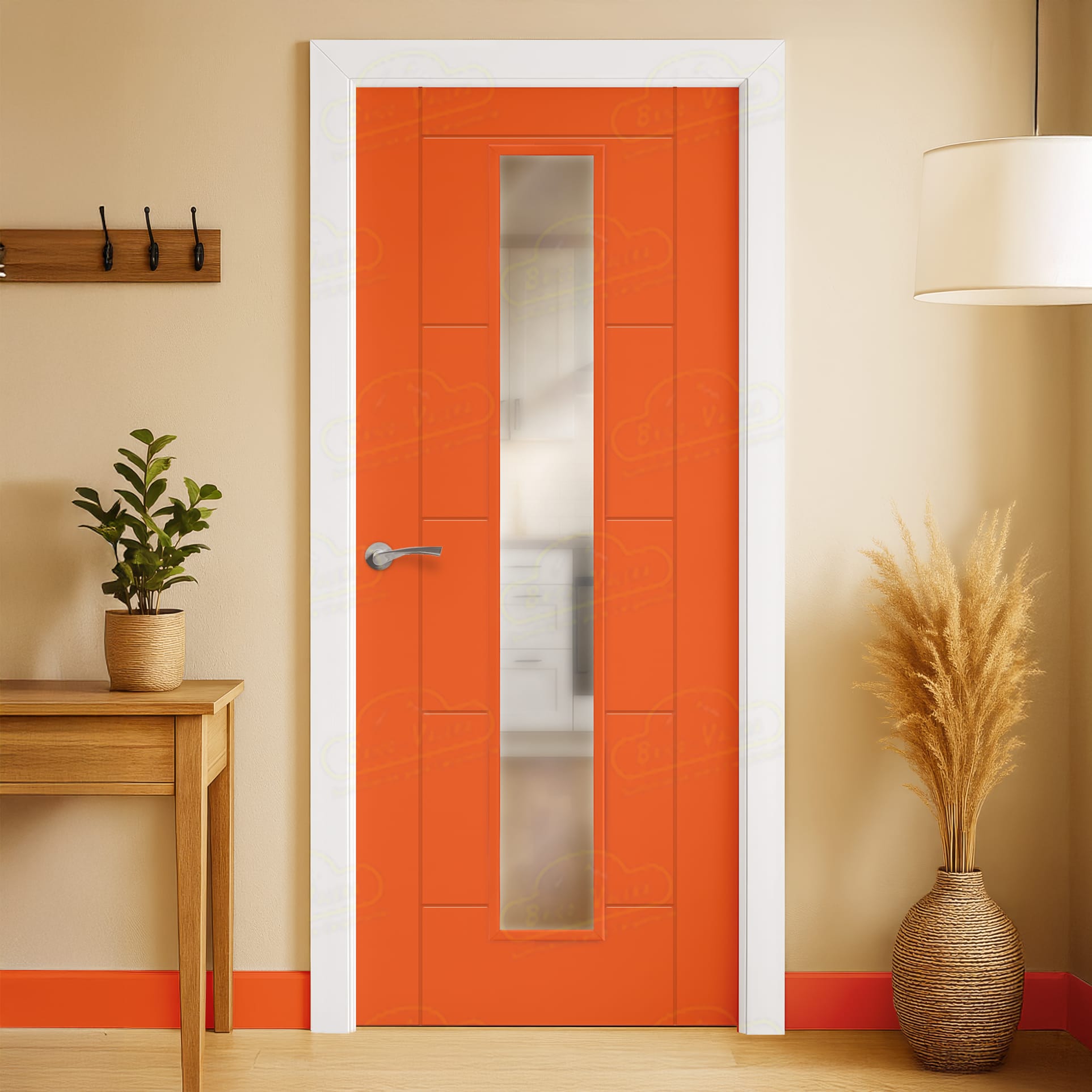 Puerta Maciza Combilac Asturias V1C de Interior Lacada Rojo Claro Anaranjado