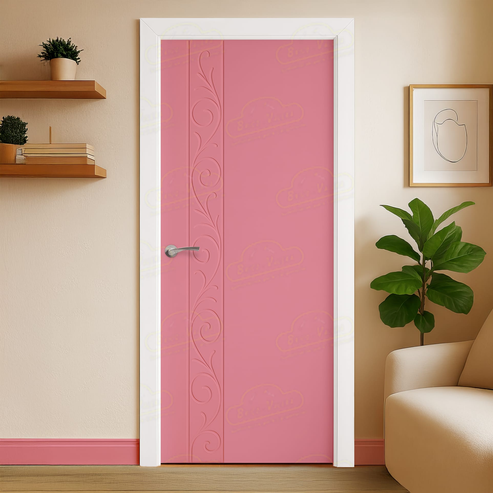 Puerta Maciza Combilac Barcelona de Interior Lacada Rosa Claro