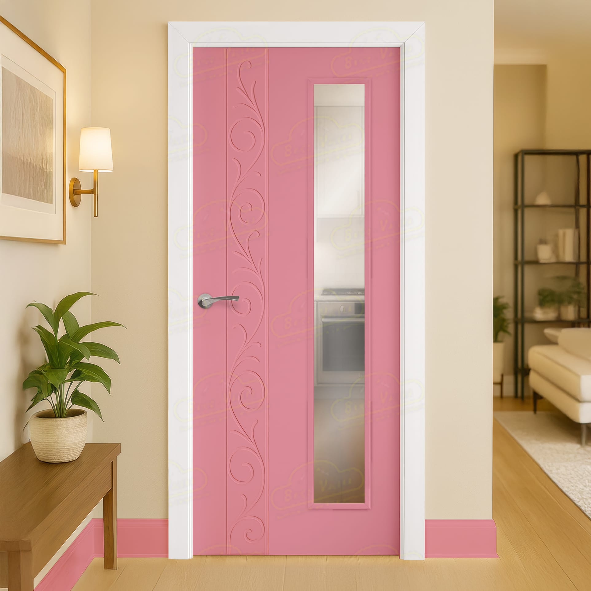 Puerta Maciza Combilac Barcelona V1L de Interior Lacada Rosa Claro