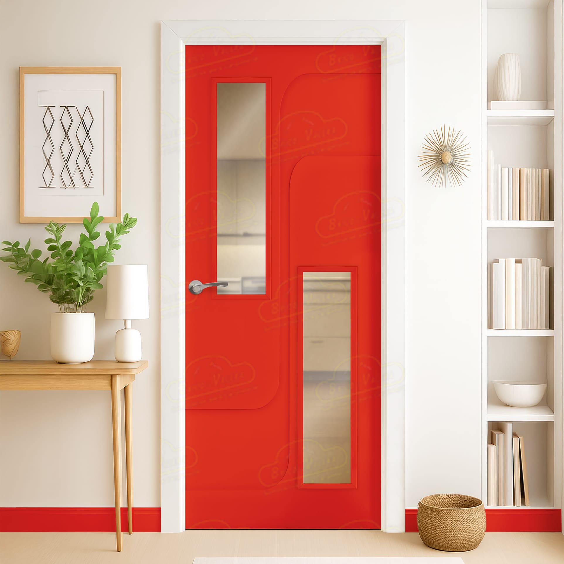 Puerta Maciza Combilac Cibeles V2 de Interior Lacada Rojo Puro