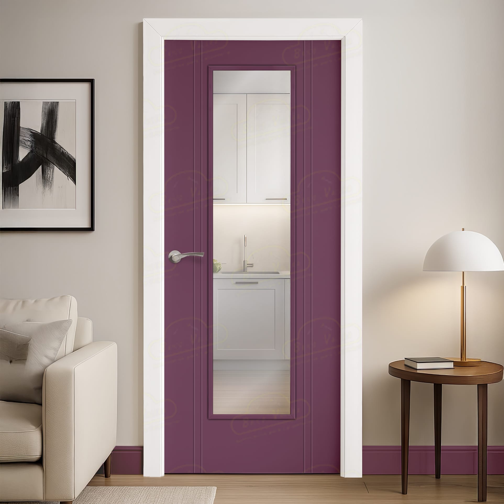 Puerta Maciza Combilac Galicia V1 de Interior Lacada Rojo Lila