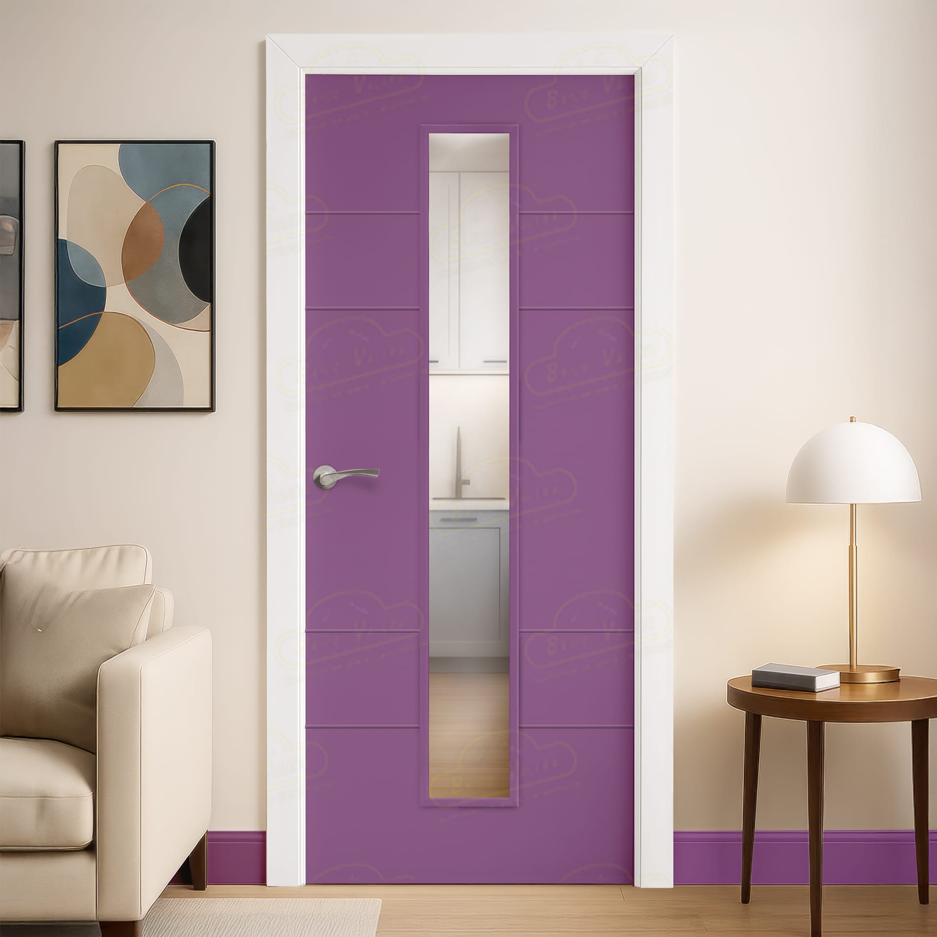 Puerta Maciza Combilac Gran Vía V1C de Interior Lacada Violeta Señales
