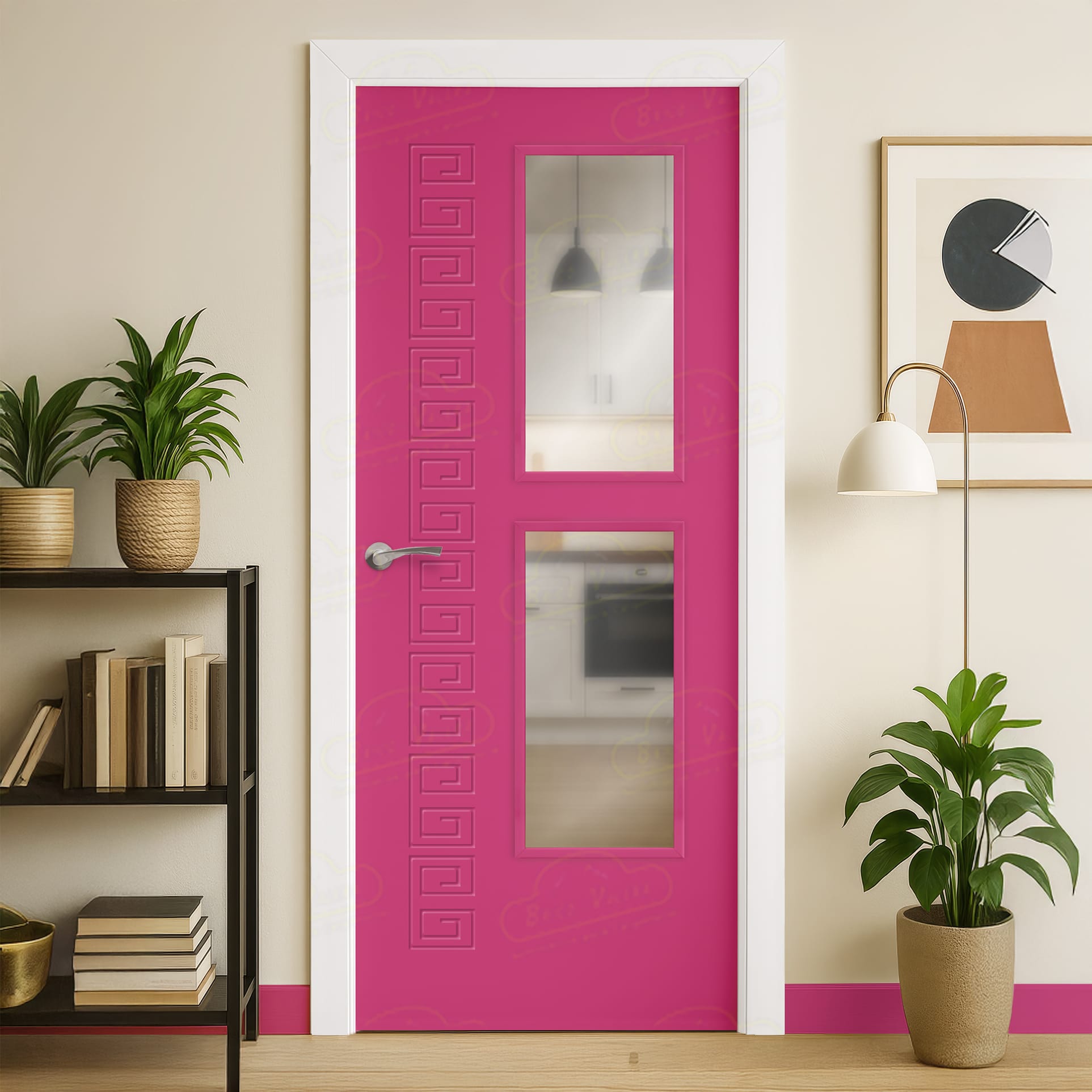 Puerta Maciza Combilac Grecia V2 de Interior Lacada Magenta Tele