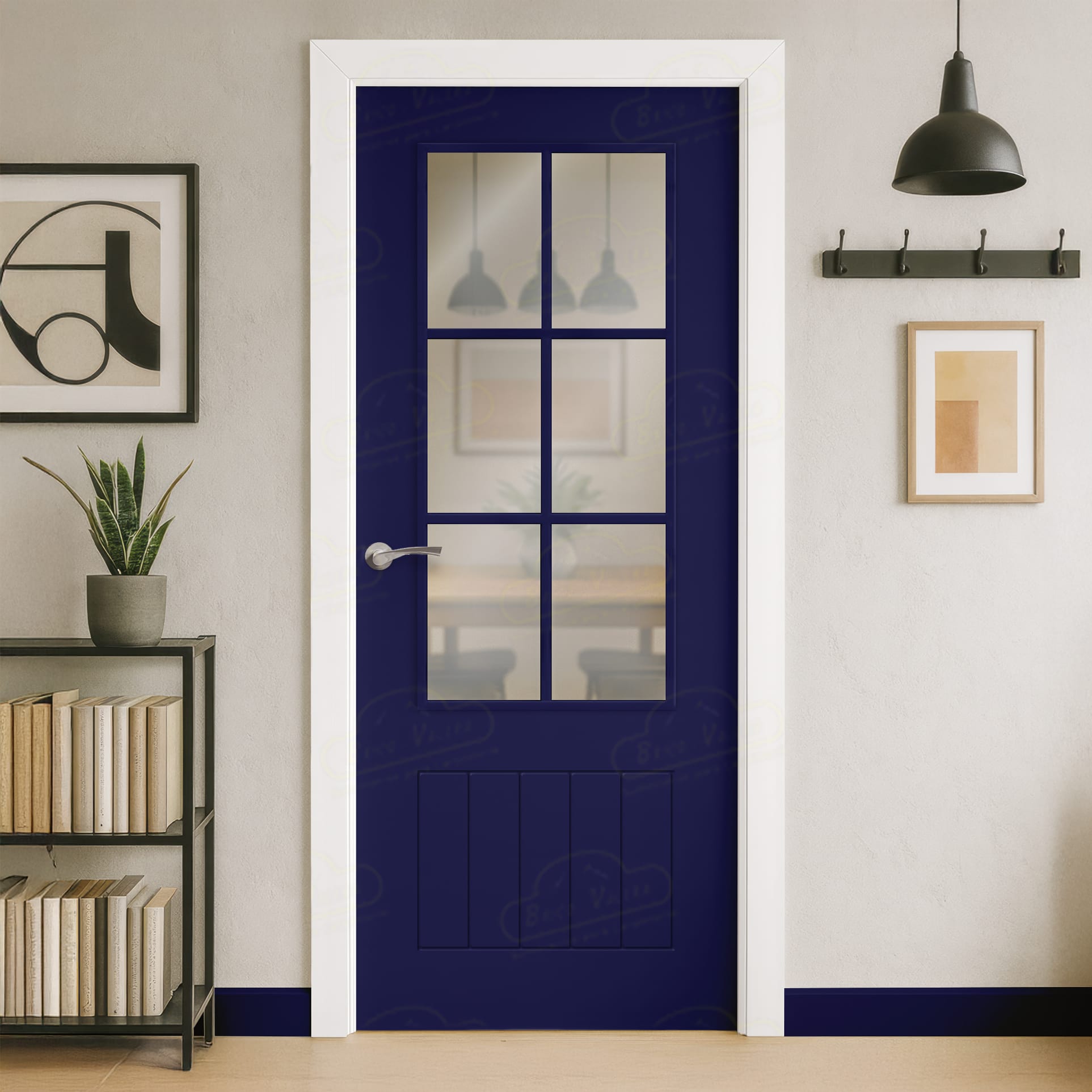 Puerta Maciza Combilac LP-12R V6 de Interior Lacada Azul Ultramar