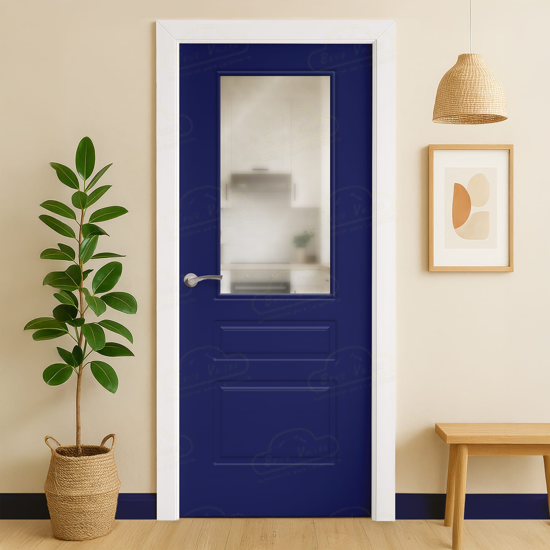 Puerta Maciza Combilac LP-13 V1 de Interior Lacada Azul Señales