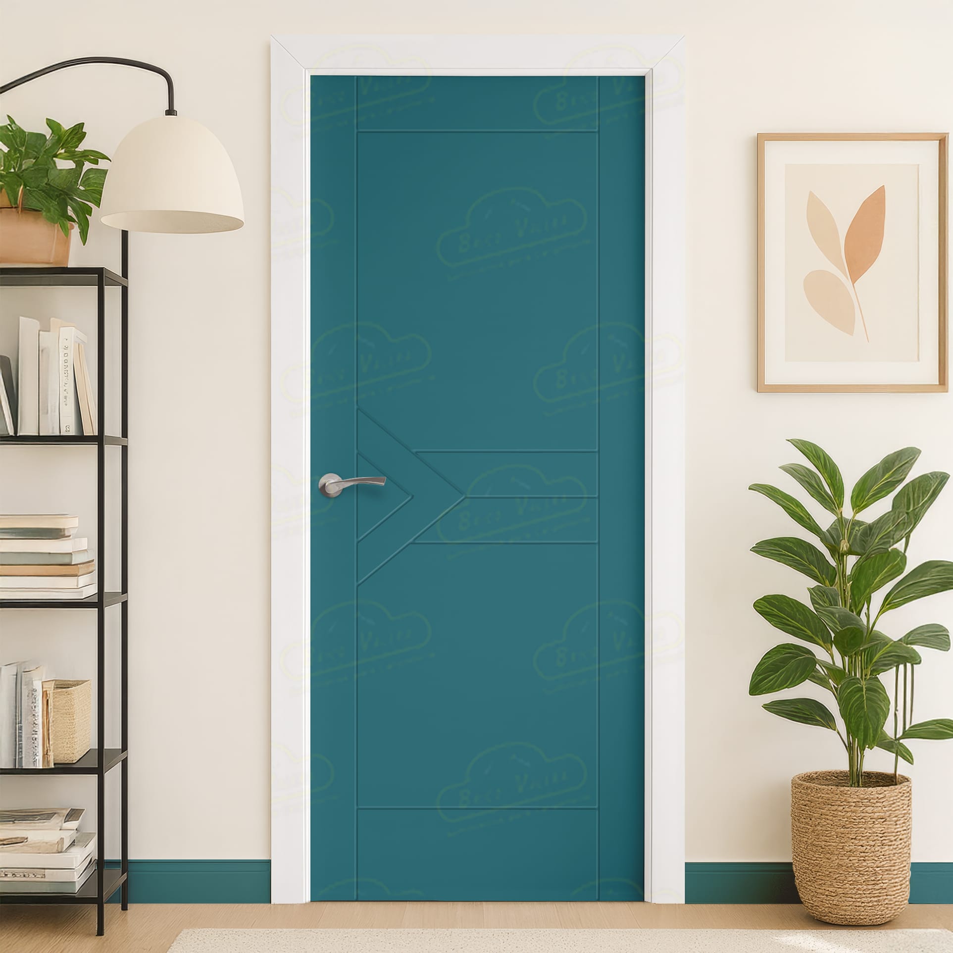 Puerta Maciza Combilac LP-900 de Interior Lacada Azul Agua