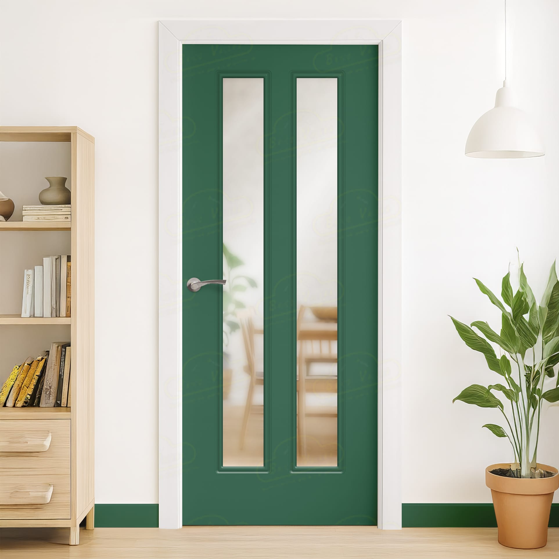 Puerta Maciza Combilac LP-C2 V2 de Interior Lacada Verde Patina