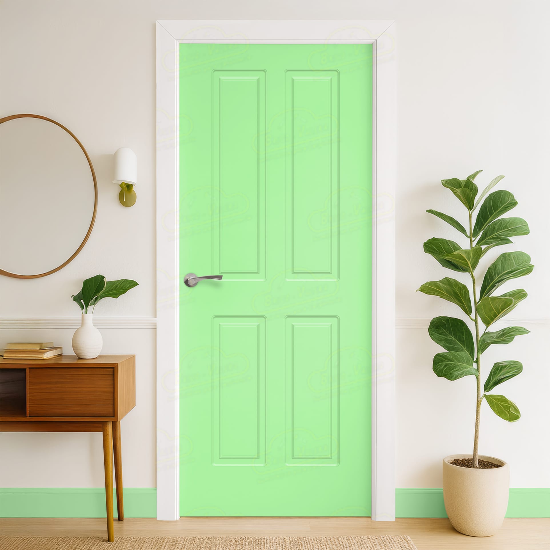Puerta Maciza Combilac Neptuno de Interior Lacada Verde Blanquecino
