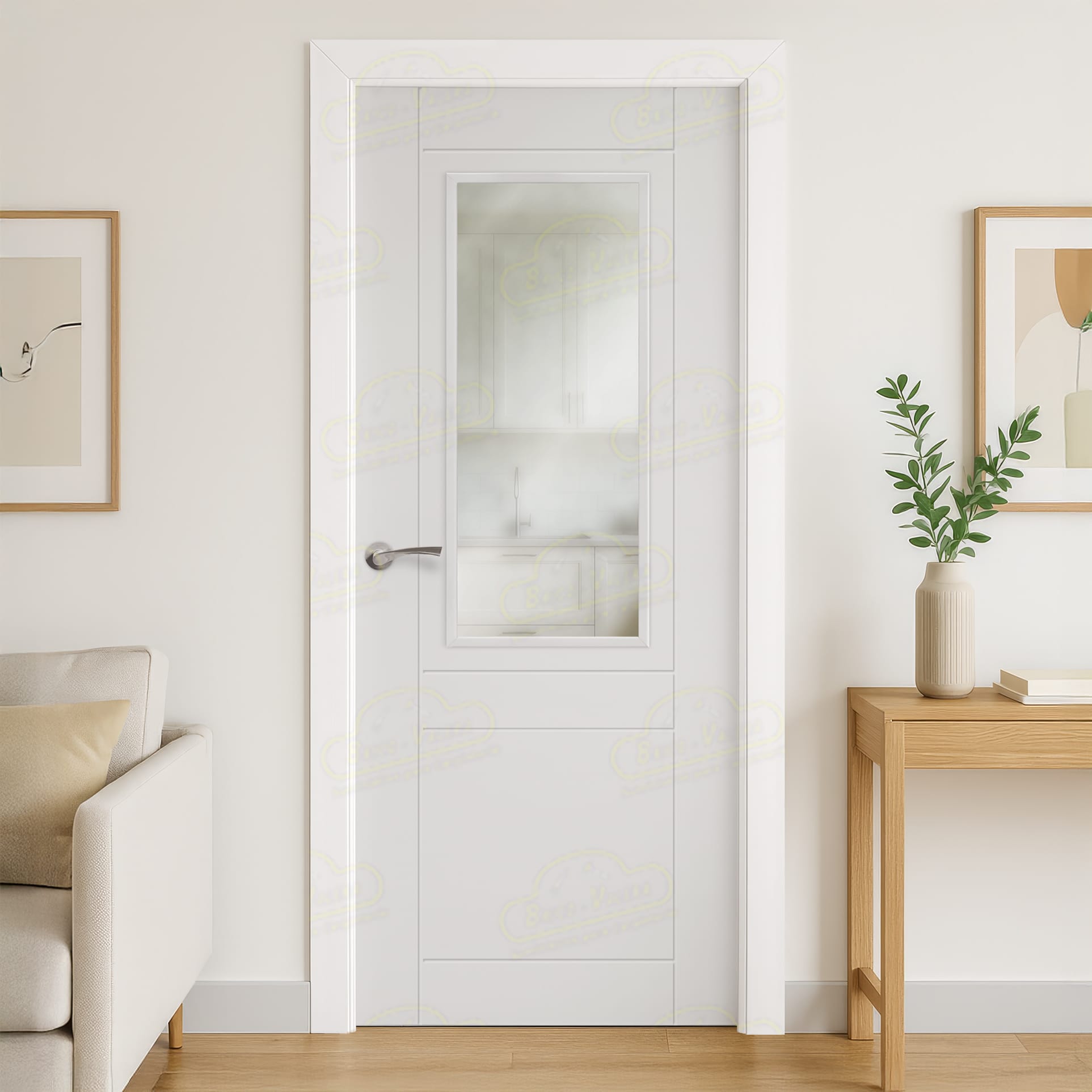 Puerta Maciza Combilac P-110 ZV1 de Interior Lacada Gris Luminoso