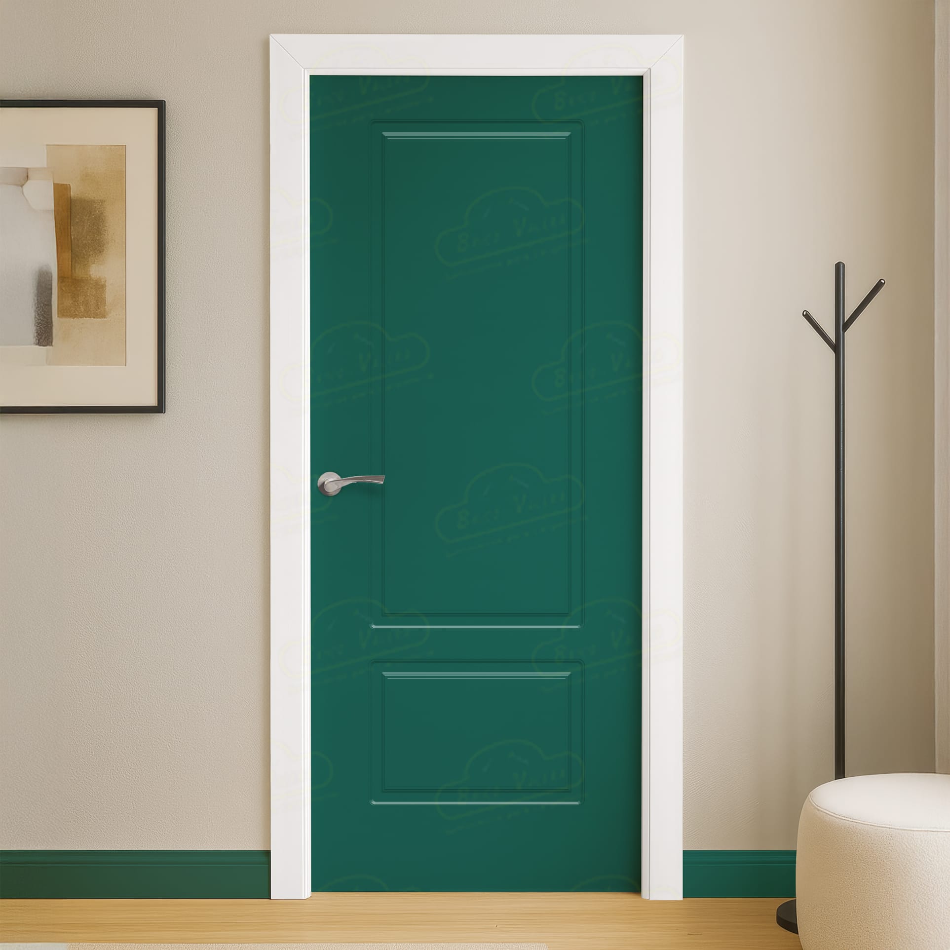 Puerta Maciza Combilac P-12 de Interior Lacada Verde Ópalo