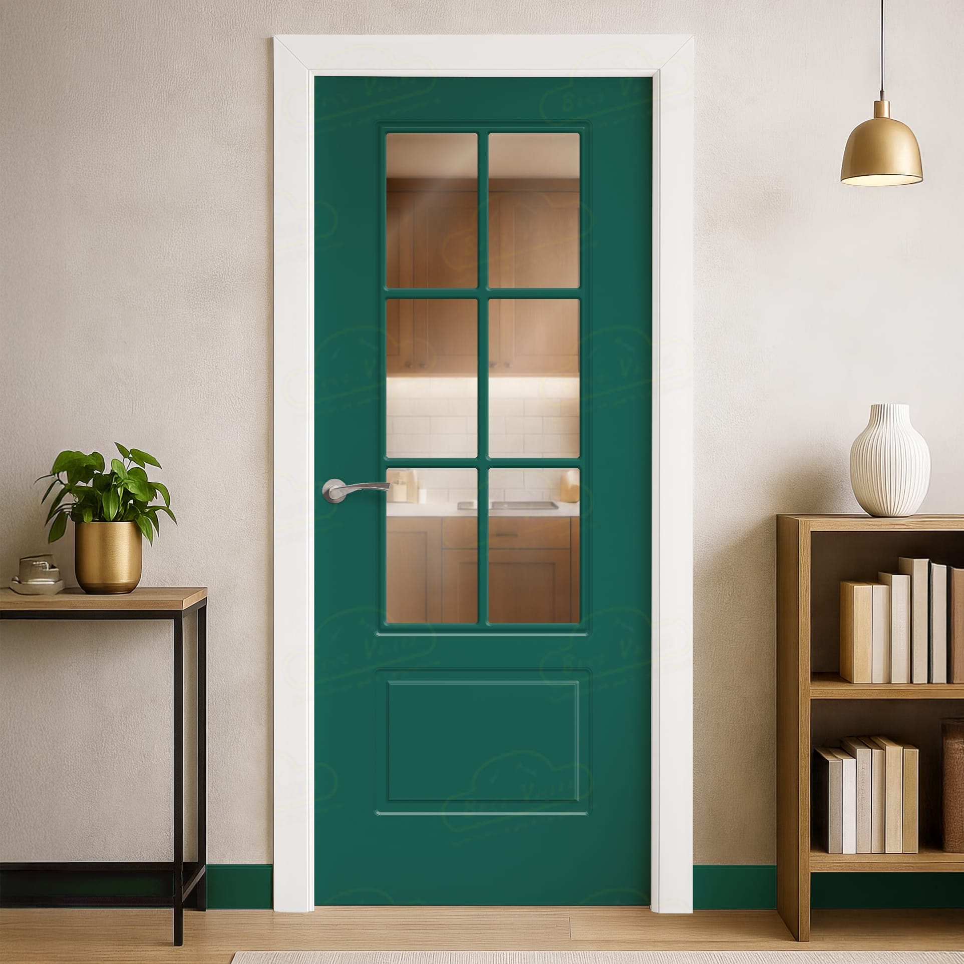 Puerta Maciza Combilac P-12 V6 de Interior Lacada Verde Ópalo