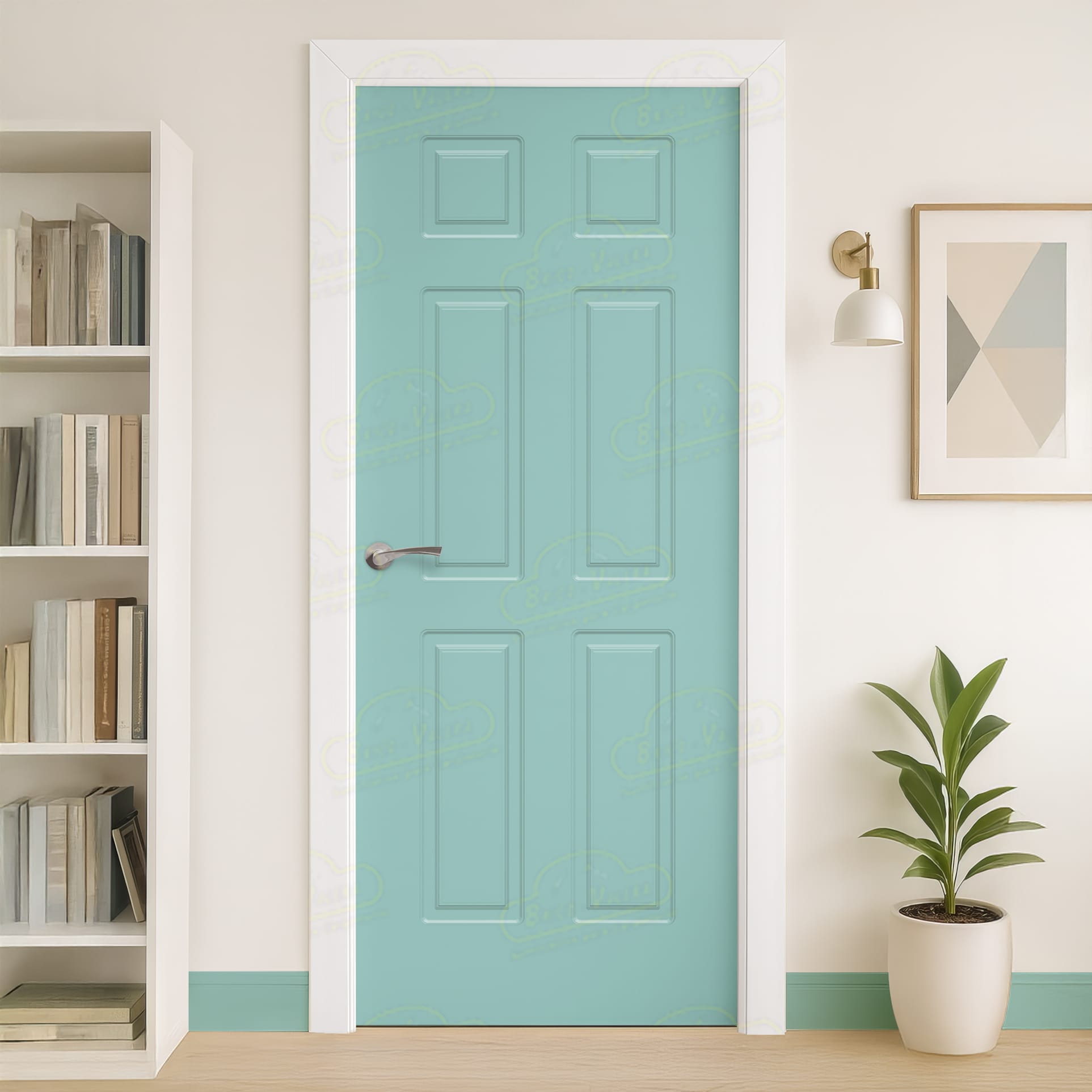 Puerta Maciza Combilac P-16 de Interior Lacada Verde Luminoso