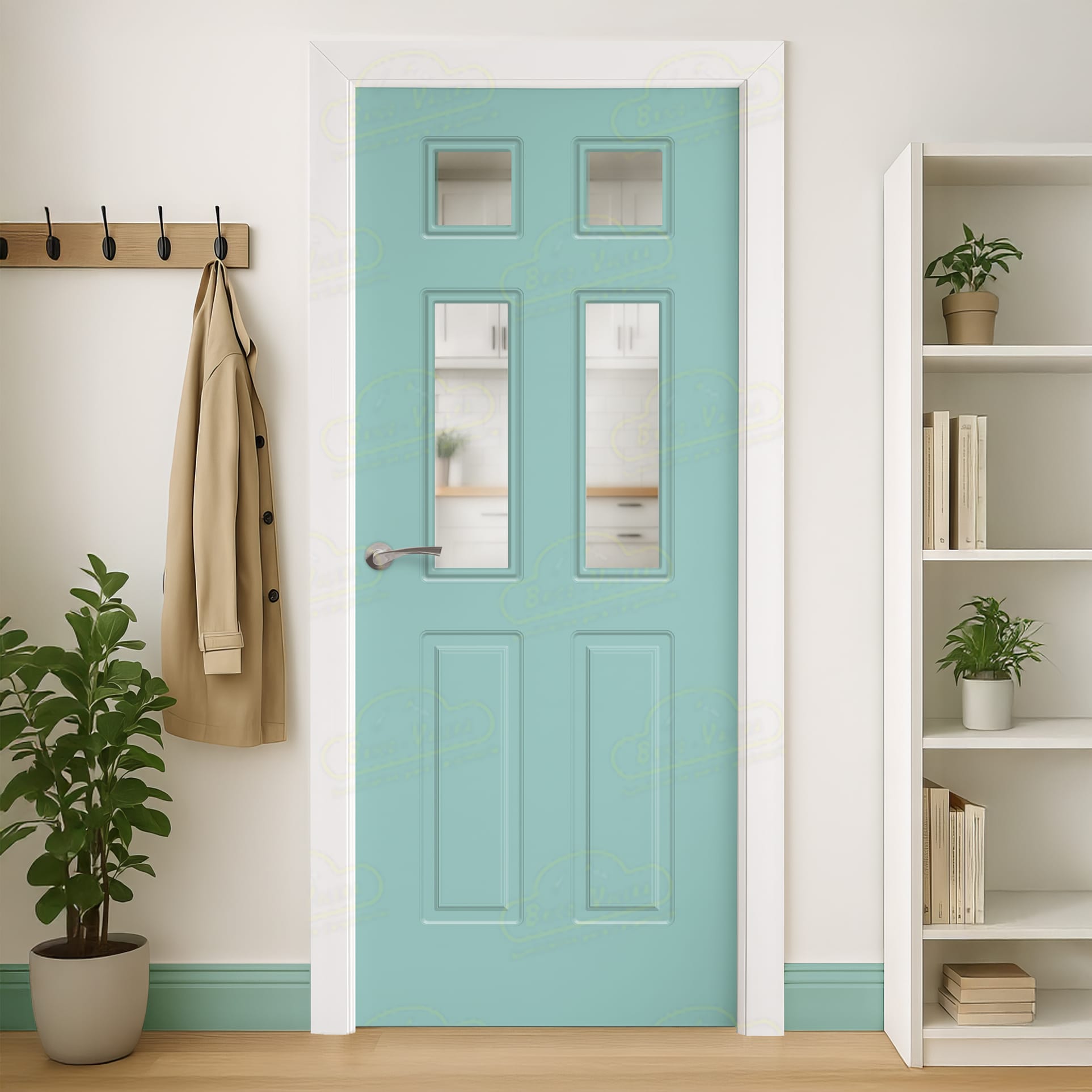 Puerta Maciza Combilac P-16 V4 de Interior Lacada Verde Luminoso