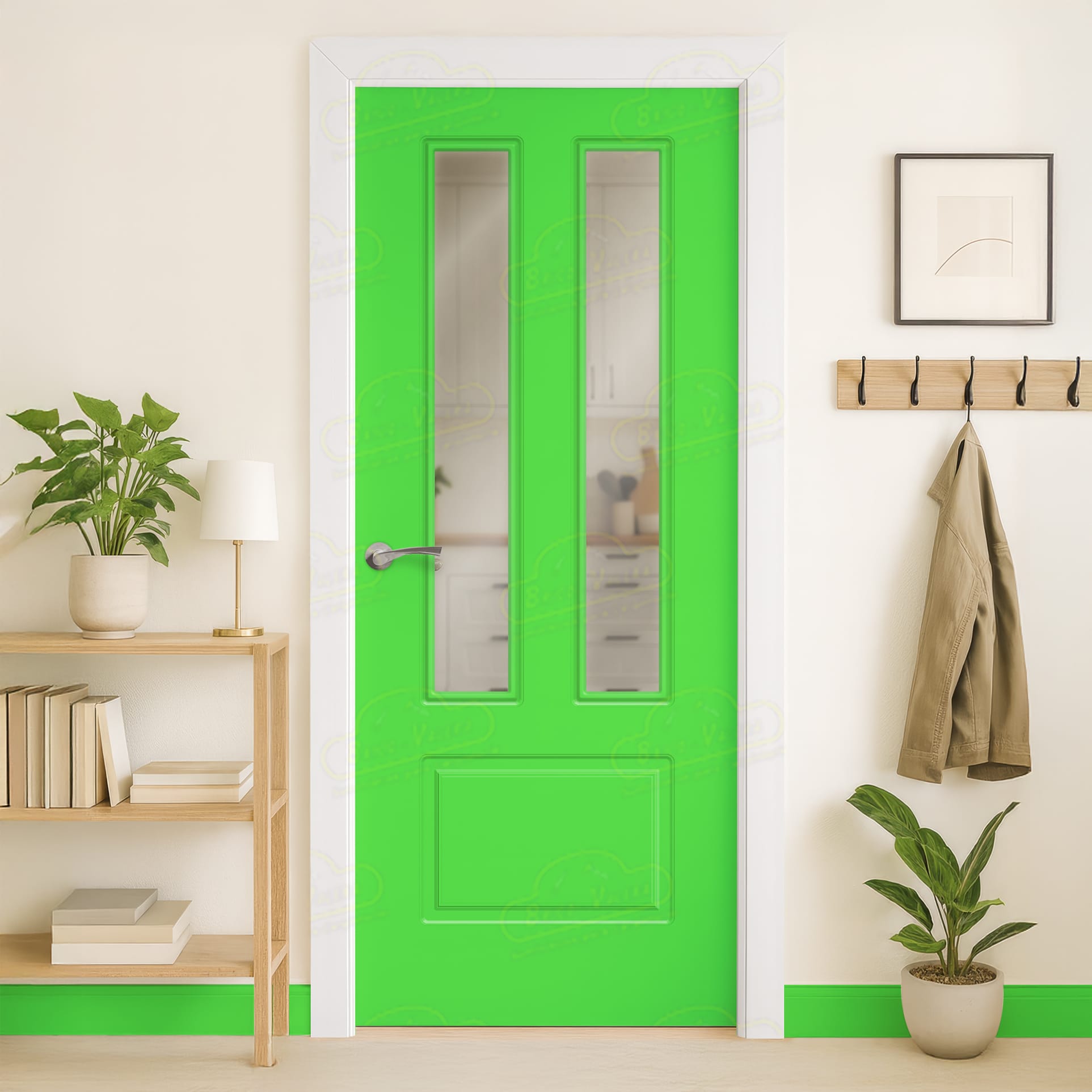Puerta Maciza Combilac P-21 V2 de Interior Lacada Verde Puro