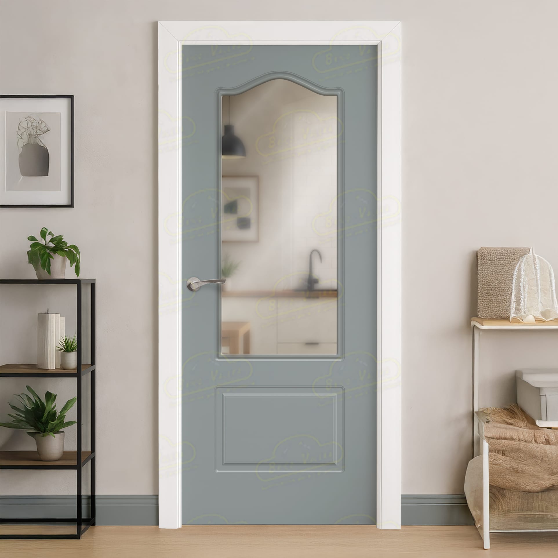 Puerta Maciza Combilac P-22 V1 de Interior Lacada Gris Plata
