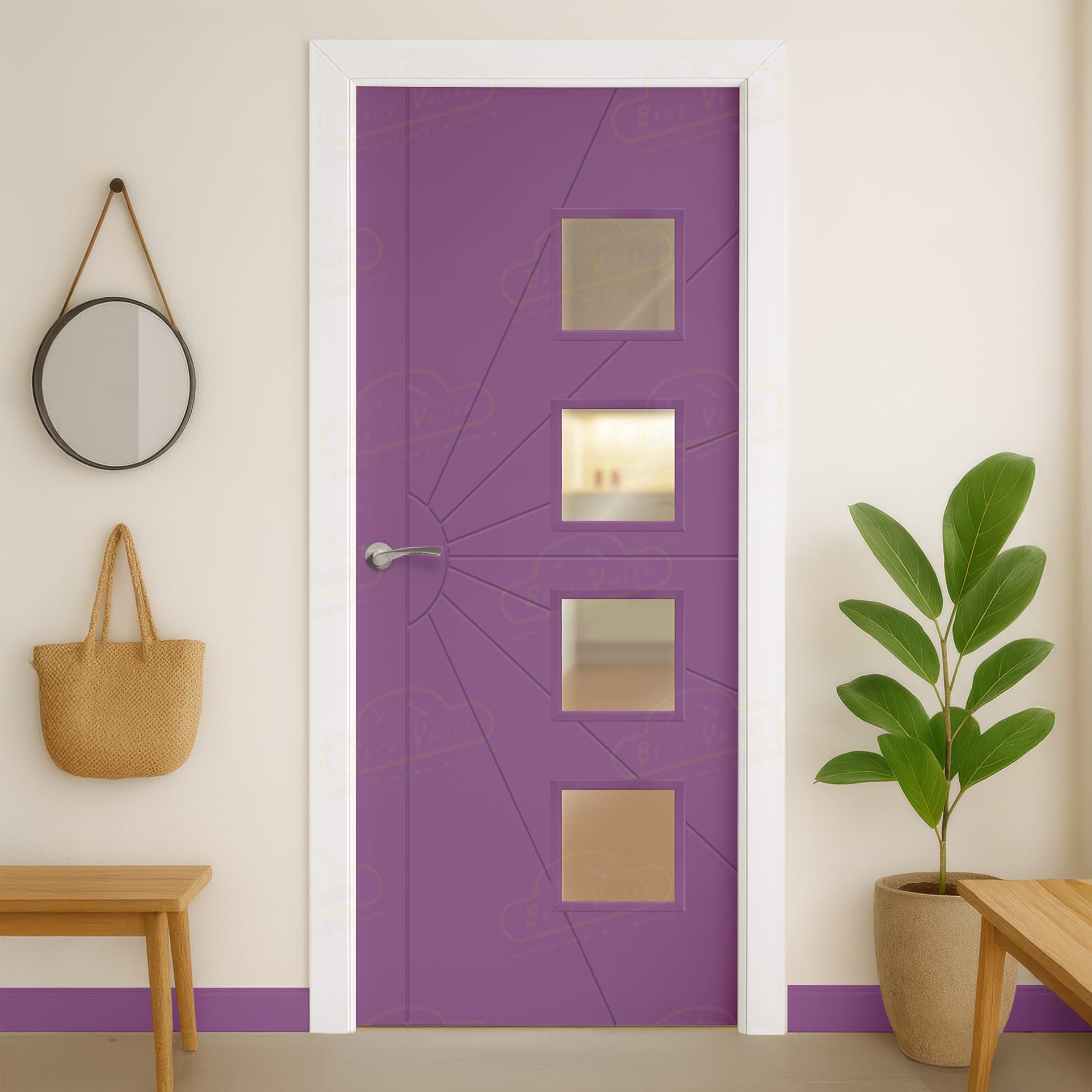 Puerta Maciza Combilac P-Radial BV4L de Interior Lacada Violeta Señales
