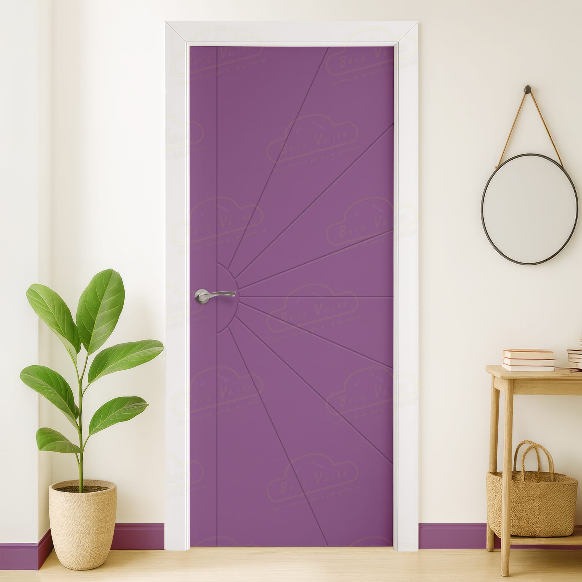 Puerta Maciza Combilac P-Radial de Interior Lacada Violeta Señales