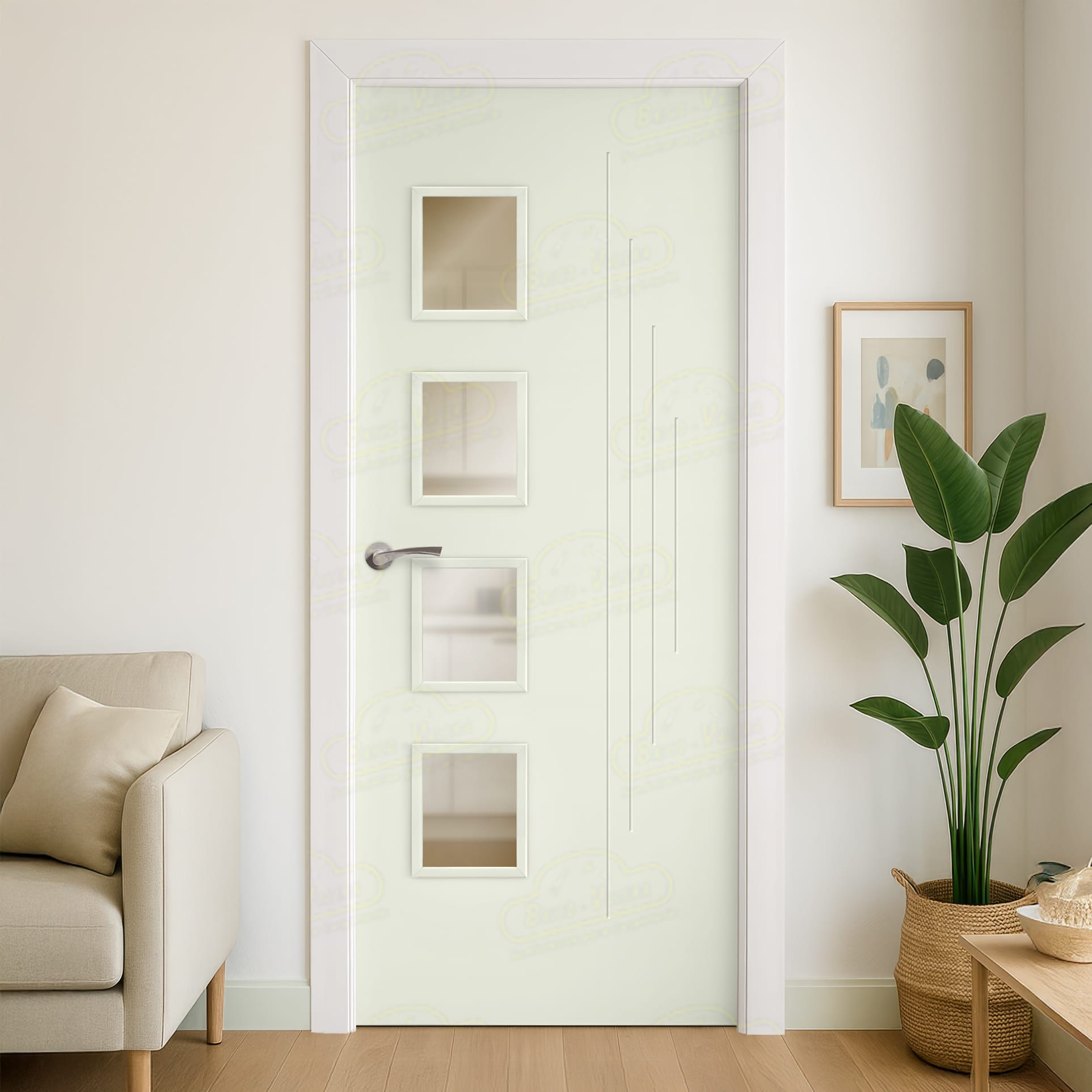 Puerta Maciza Combilac PL-1100 BV4L de Interior Lacada Blanco Grisáceo