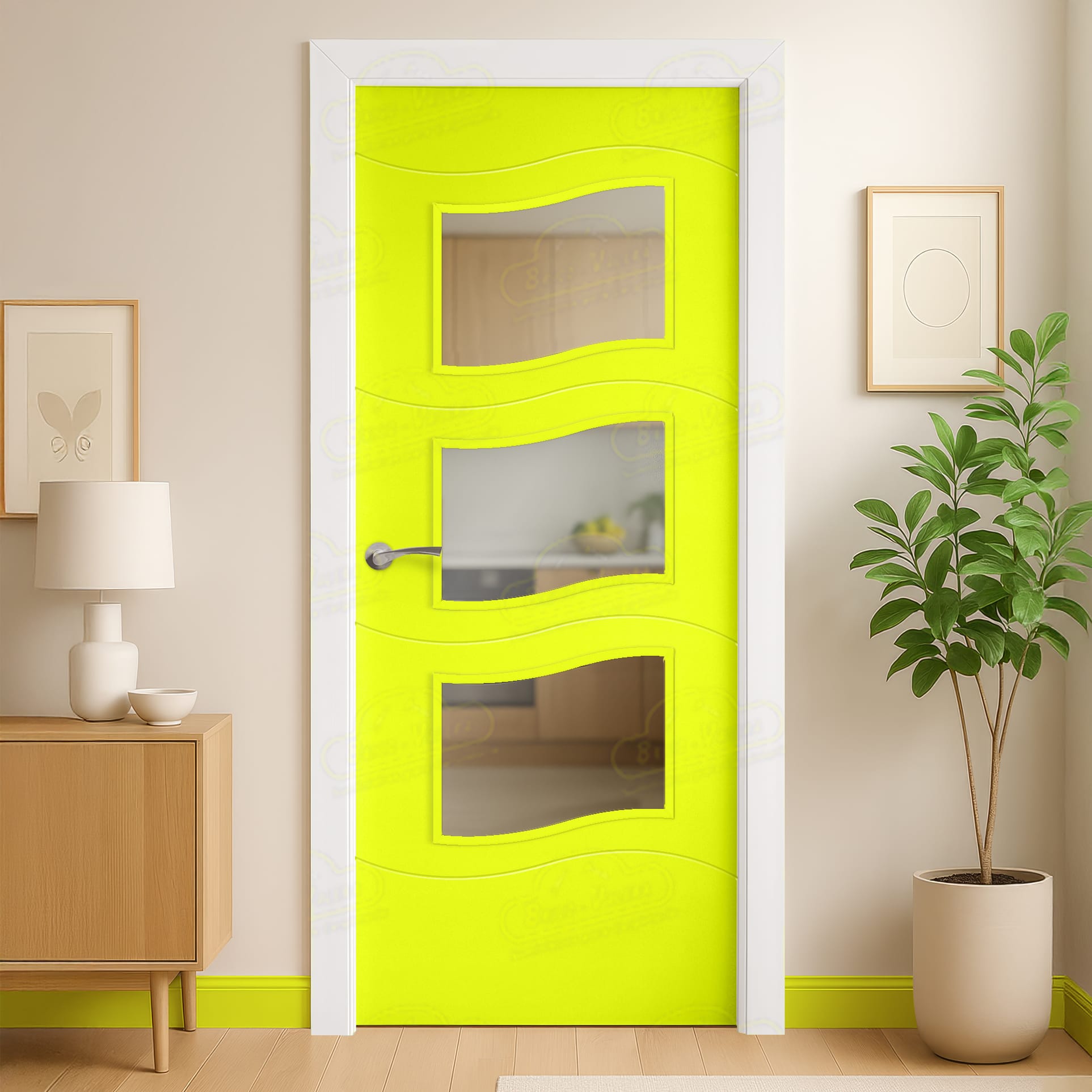 Puerta Maciza Combilac PL-2900 BV3 de Interior Lacada Amarillo Azufre