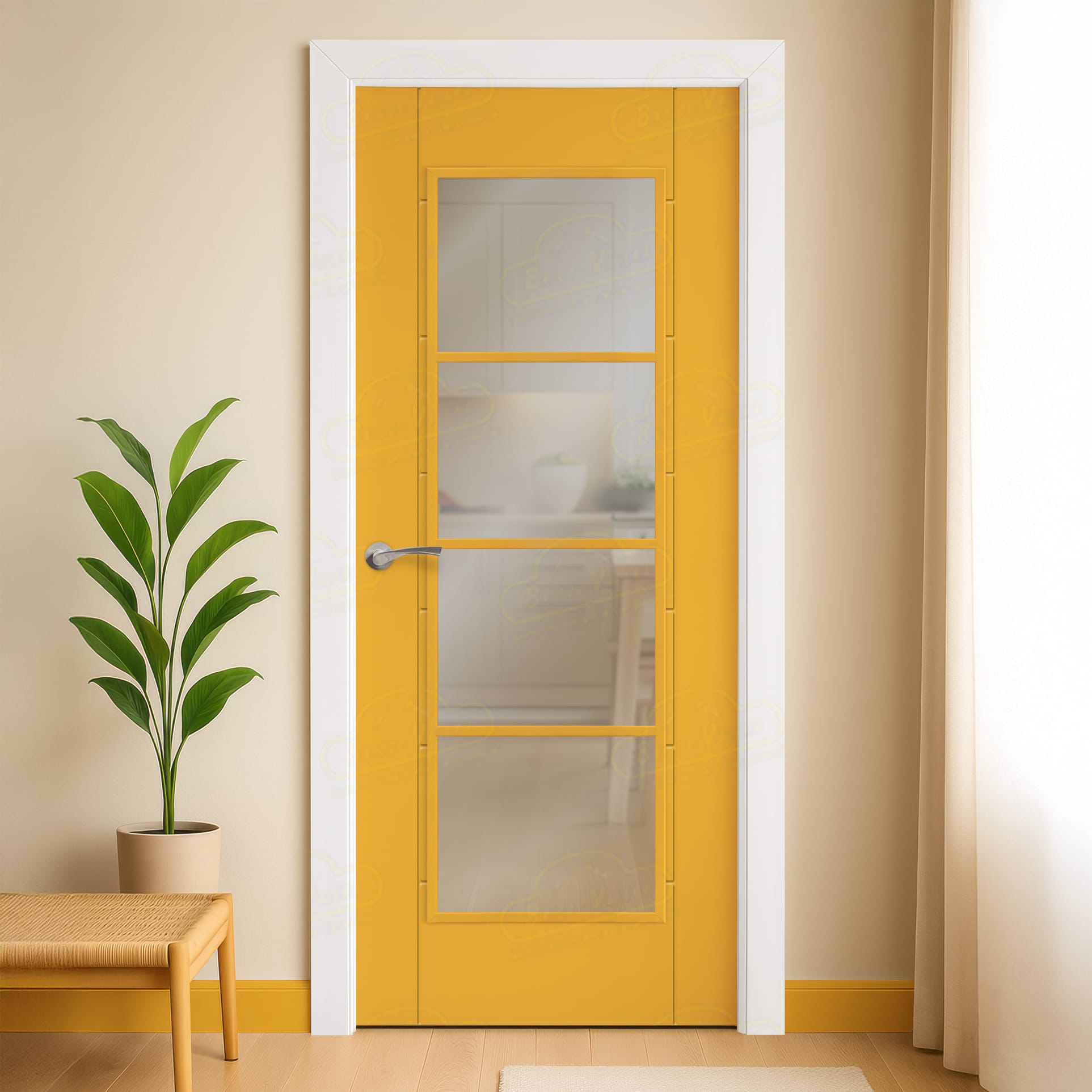 Puerta Maciza Combilac PL-3200 PV4 de Interior Lacada Amarillo Melón