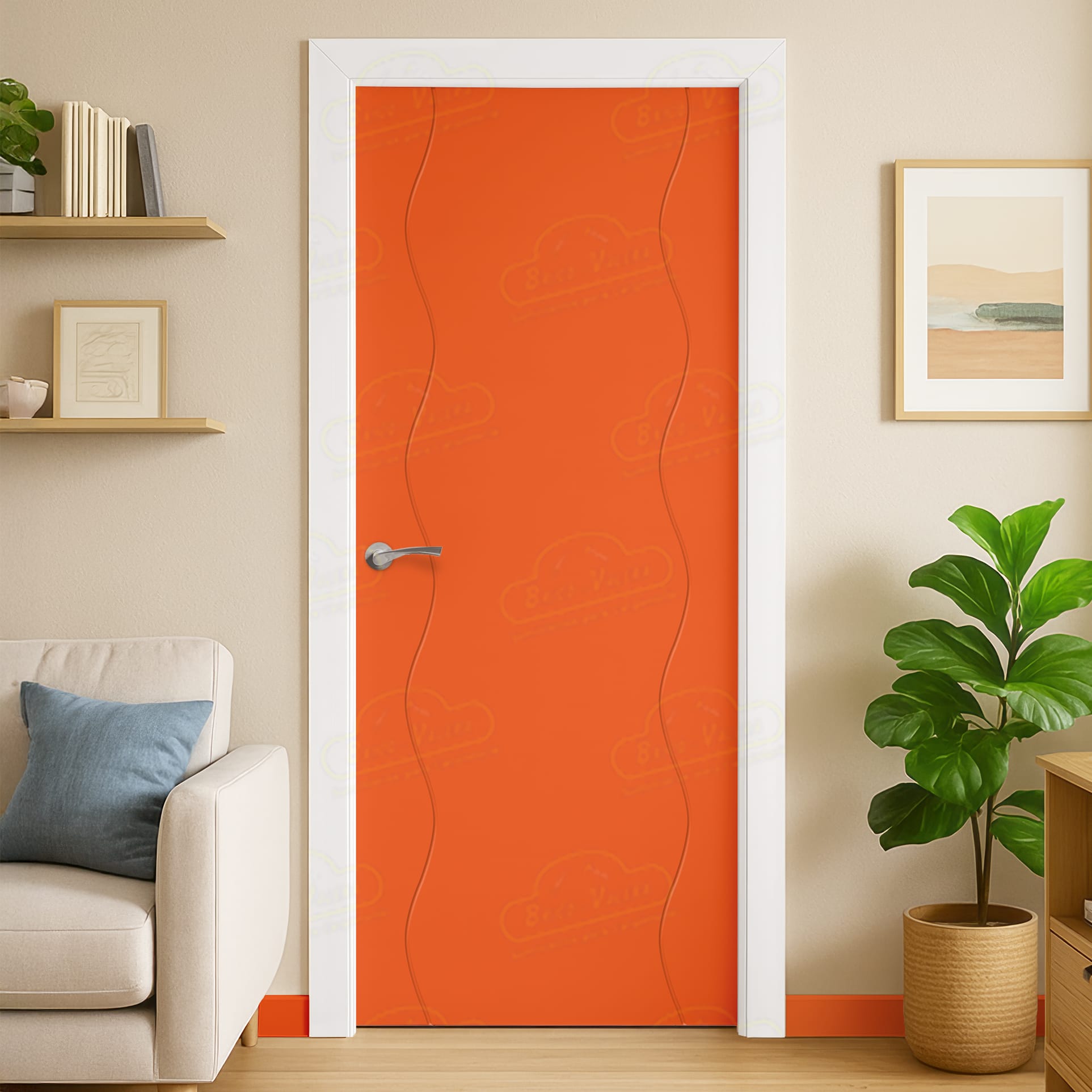 Puerta Maciza Combilac PL-3400 de Interior Lacada Rojo Claro Anaranjado
